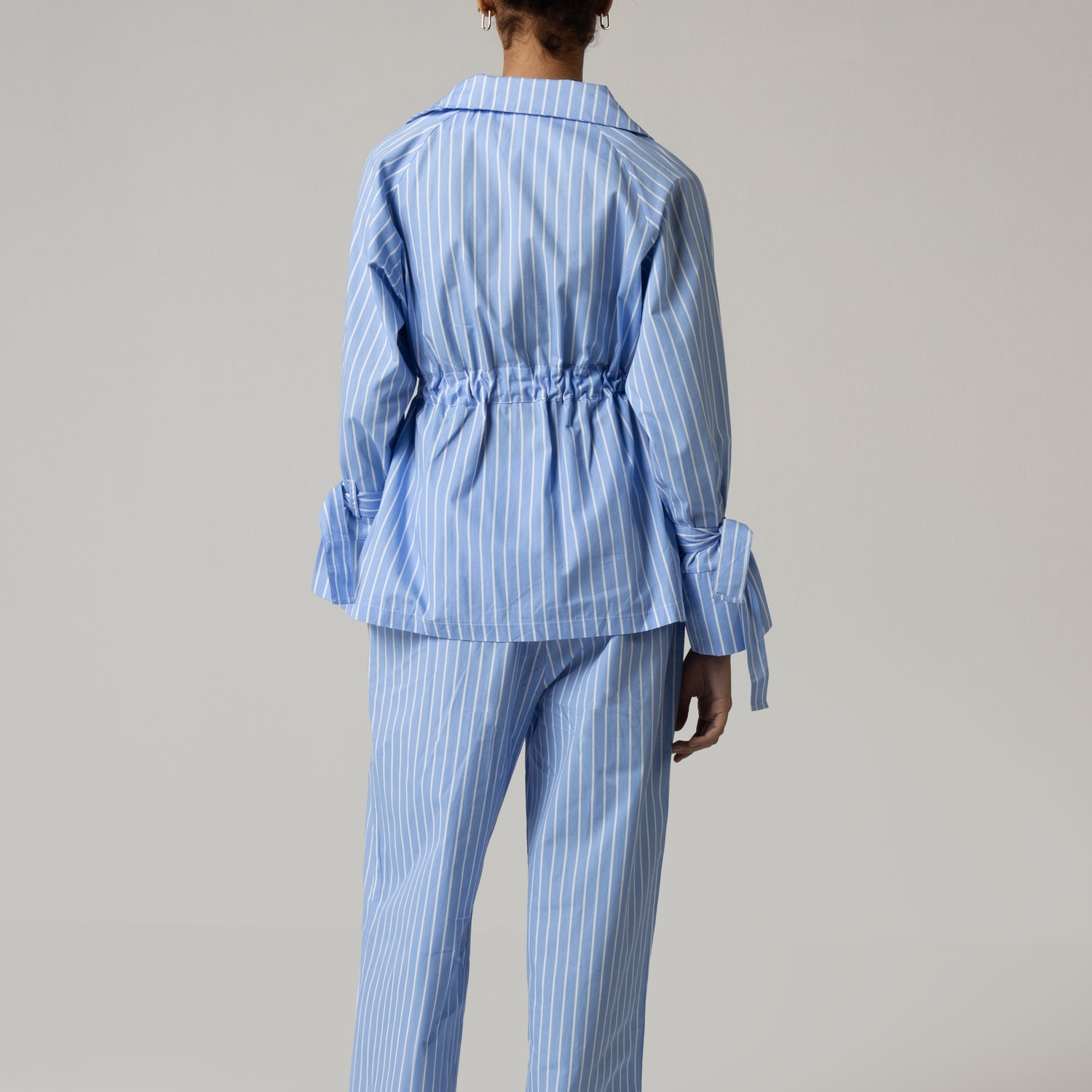 Striped Poplin Shirt & Pant Set - Blue