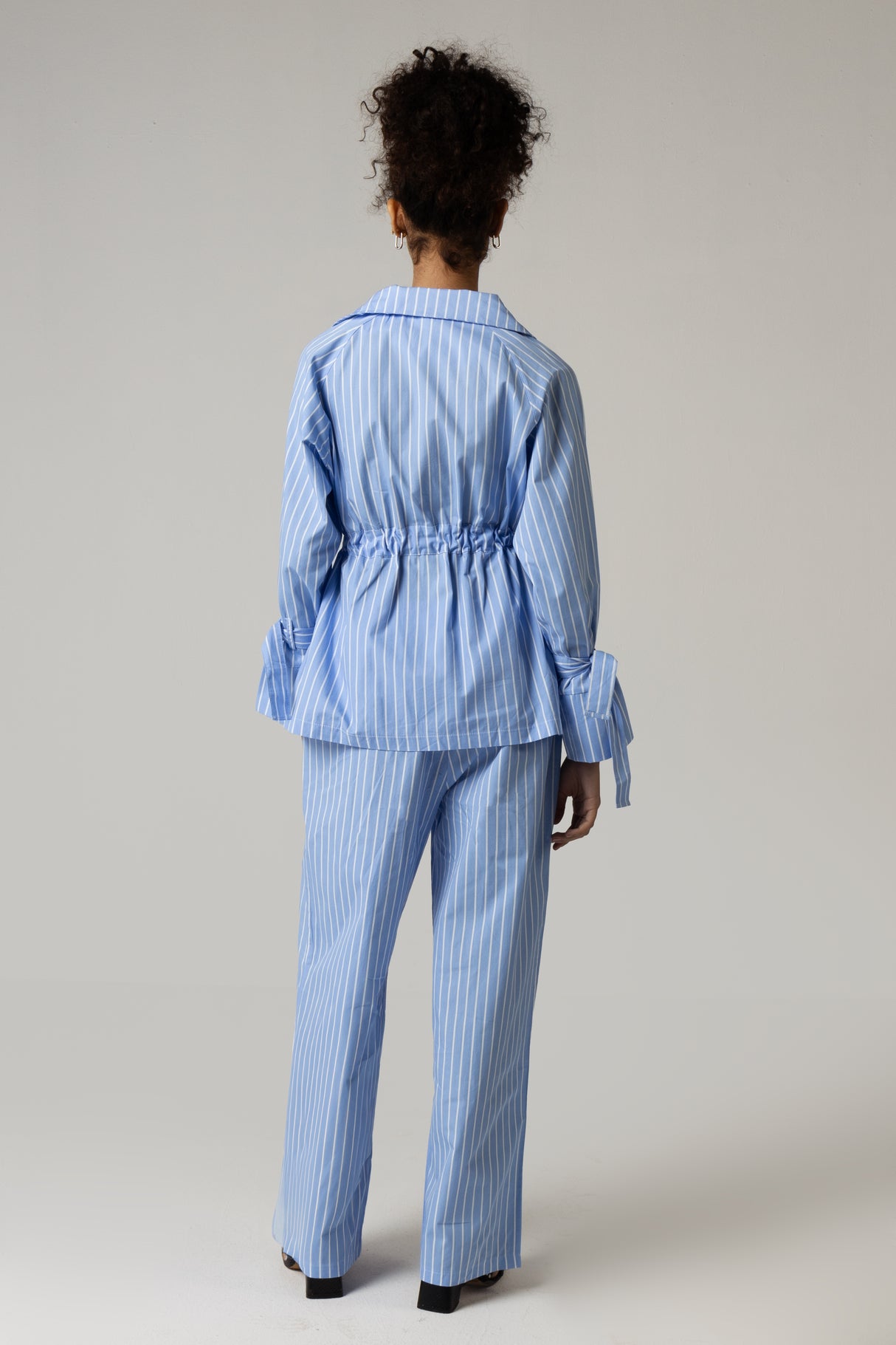 Striped Poplin Shirt & Pant Set - Blue