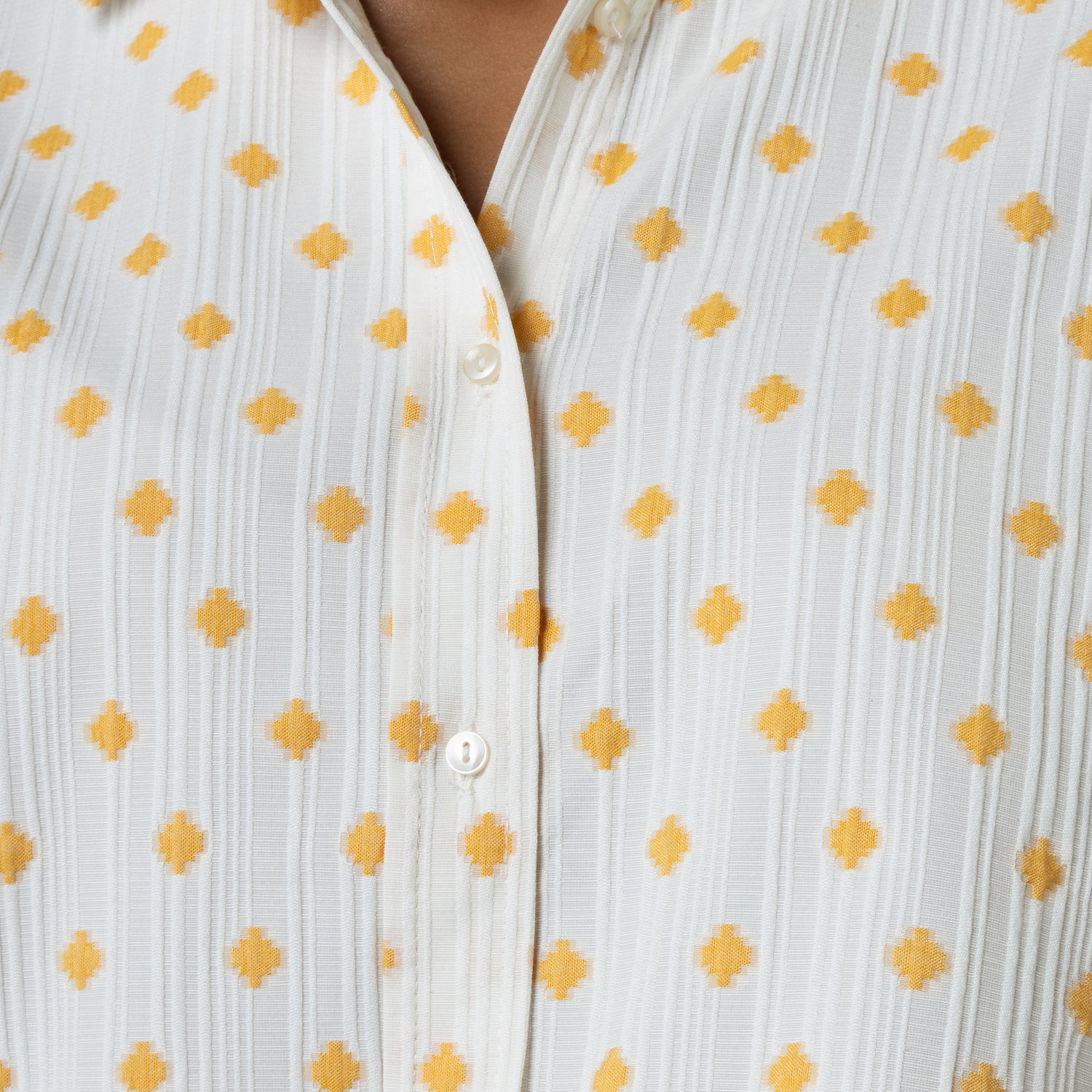 Orange Polka Dot Jaquard Shirt