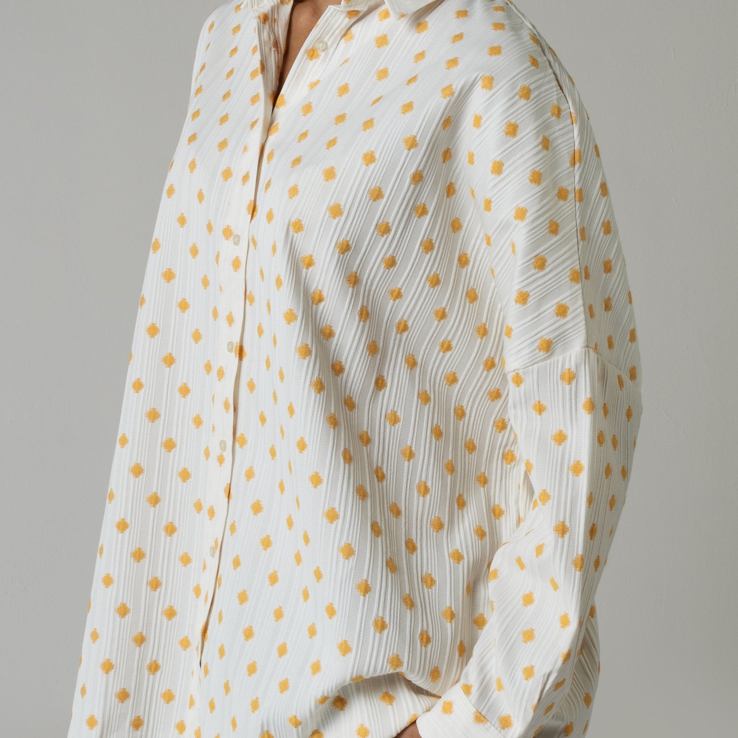 Orange Polka Dot Jaquard Shirt