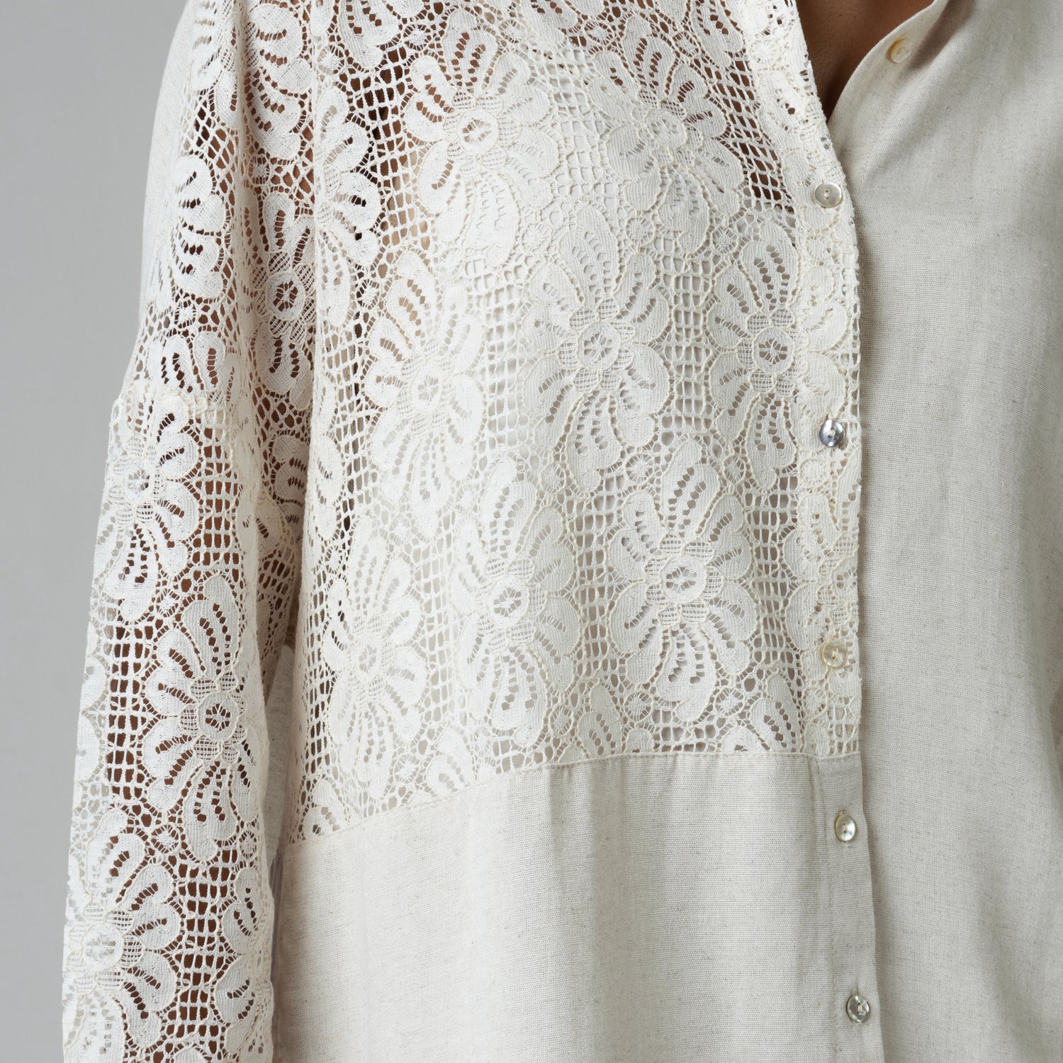 Lace and Linen Mix Shirt