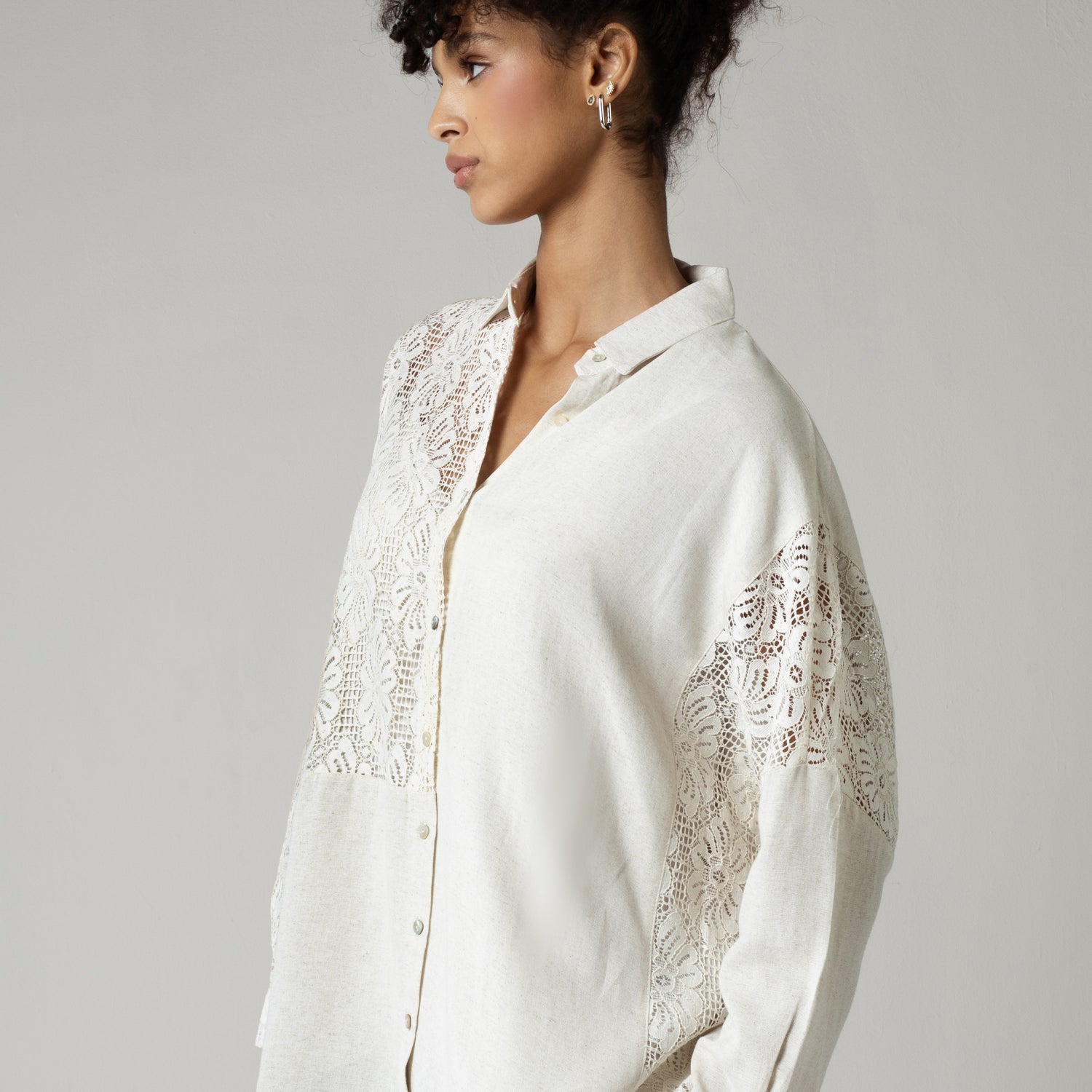 Lace and Linen Mix Shirt