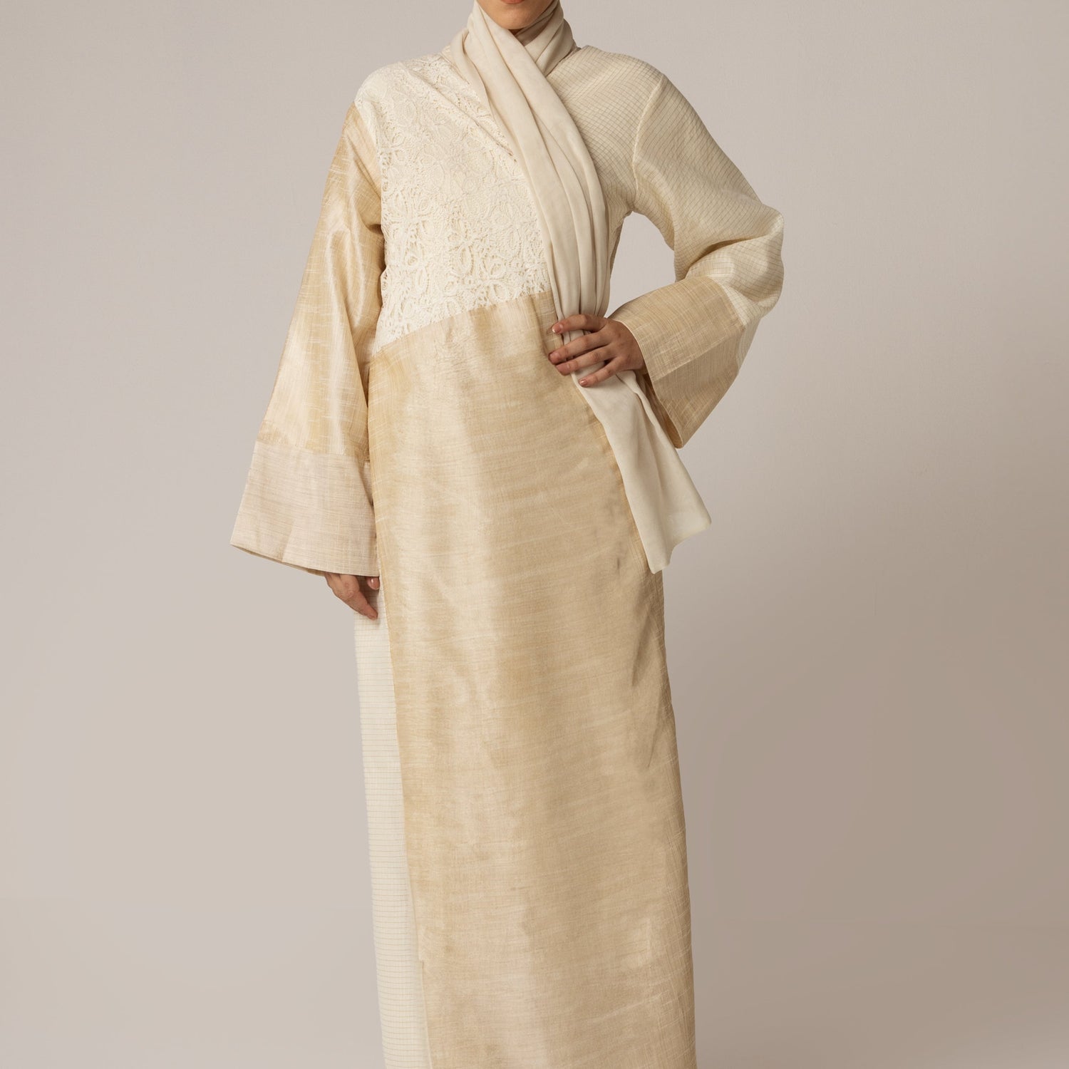 🎁 Lace and Taffeta Mix Fabric Abaya (30% off)