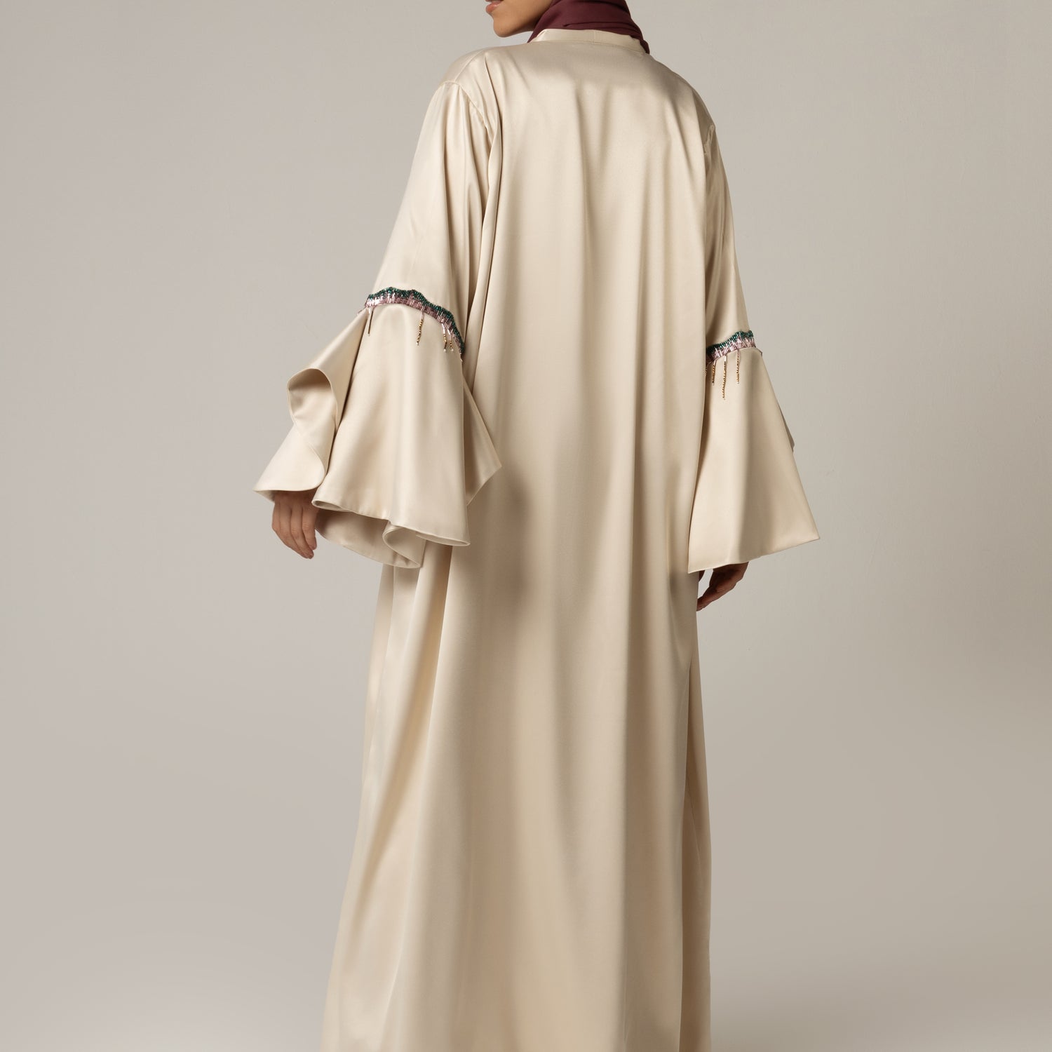 Hand Beaded Satin Abaya