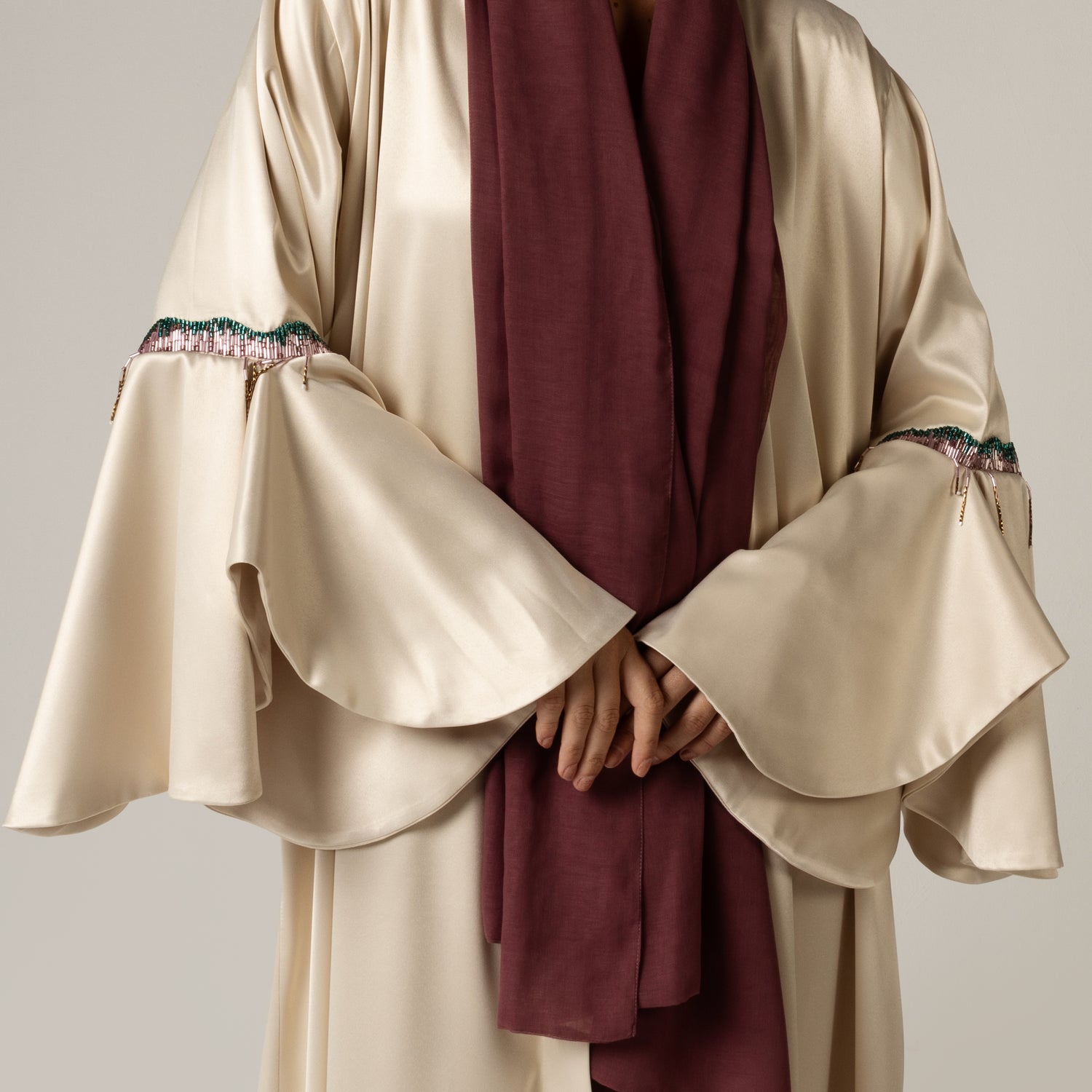 Hand Beaded Satin Abaya