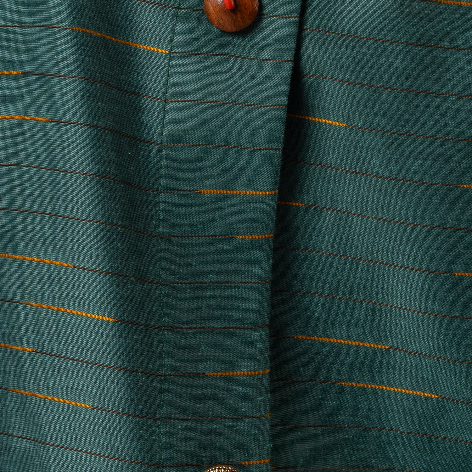 Green Striped Abaya with Decorative Buttons