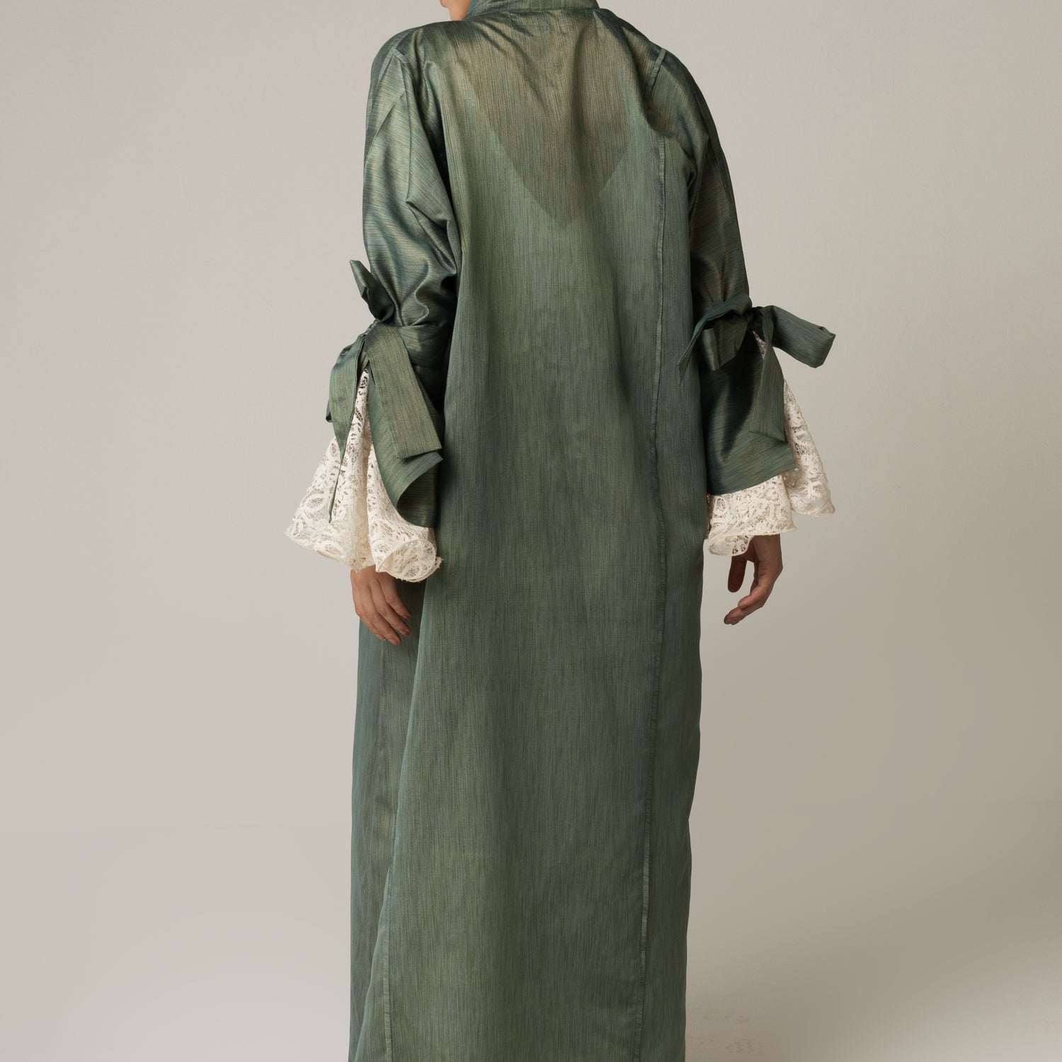 Green with Lace Sleeves Abaya