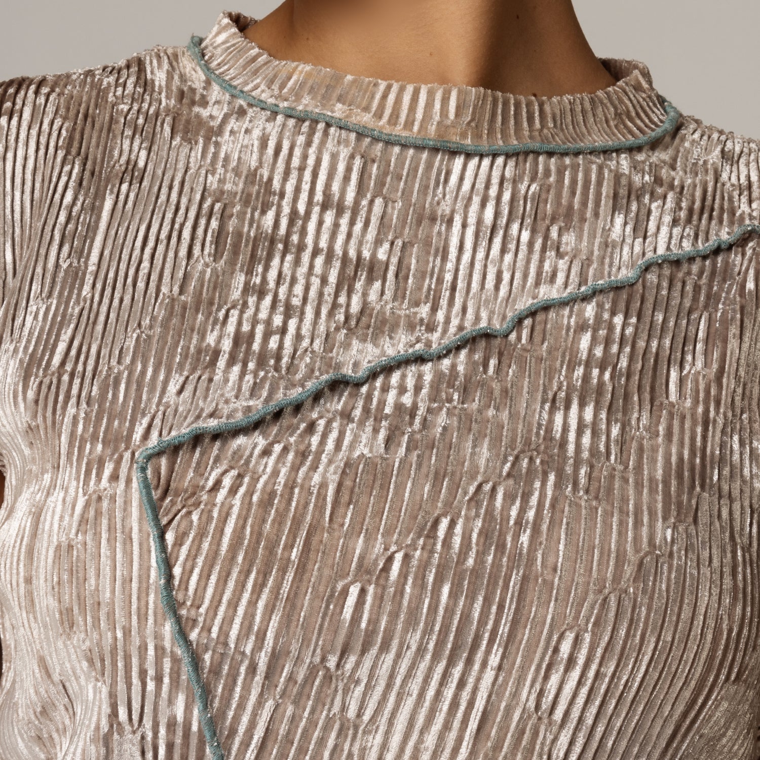 Beige Velvet Two-Piece Set – Top & Skirt – Elegant Winter Outfit