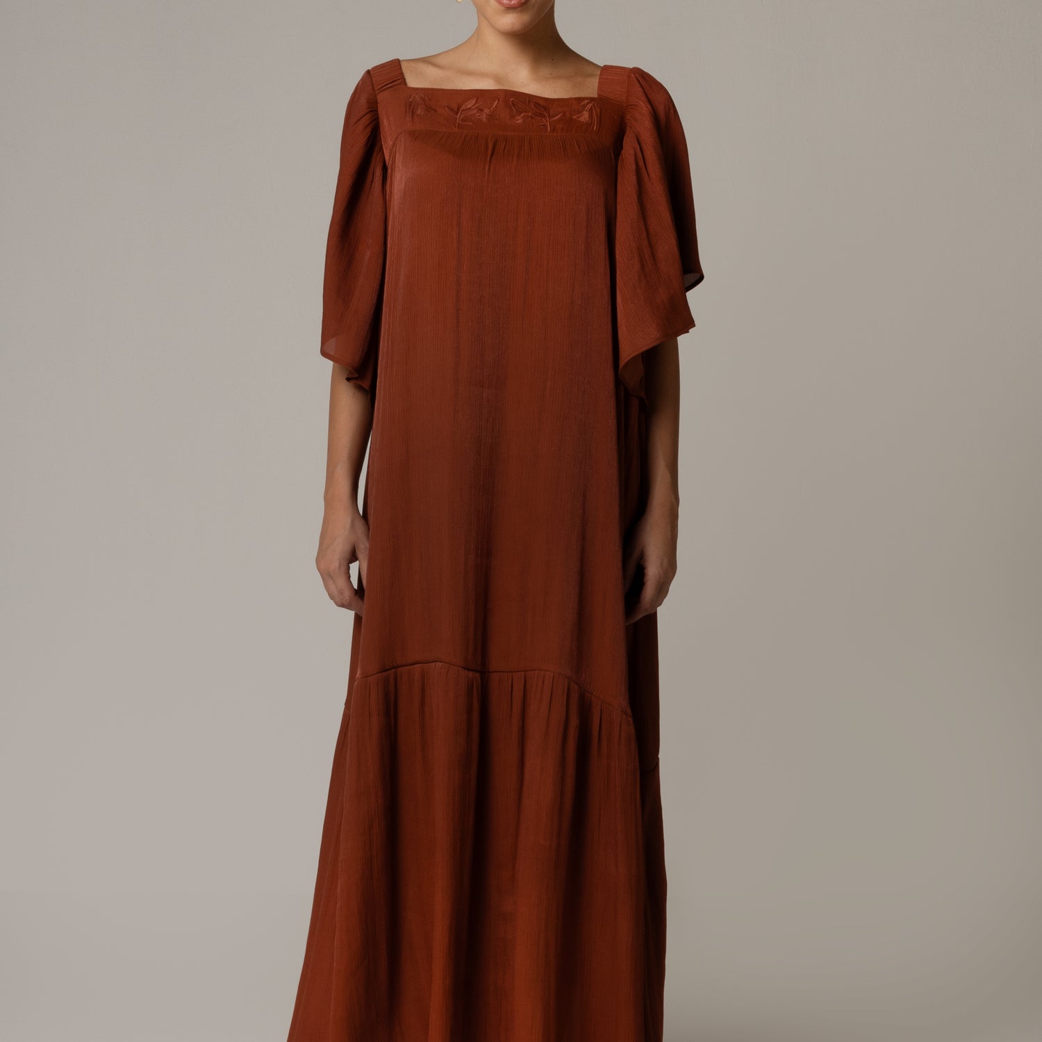 Tonal Embroidered Maxi Dress