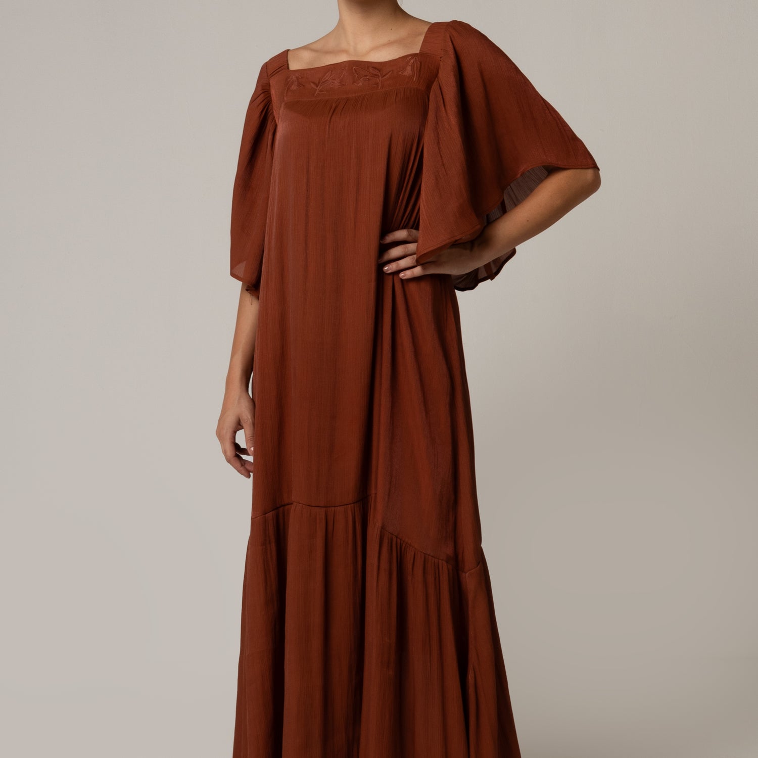 Tonal Embroidered Maxi Dress