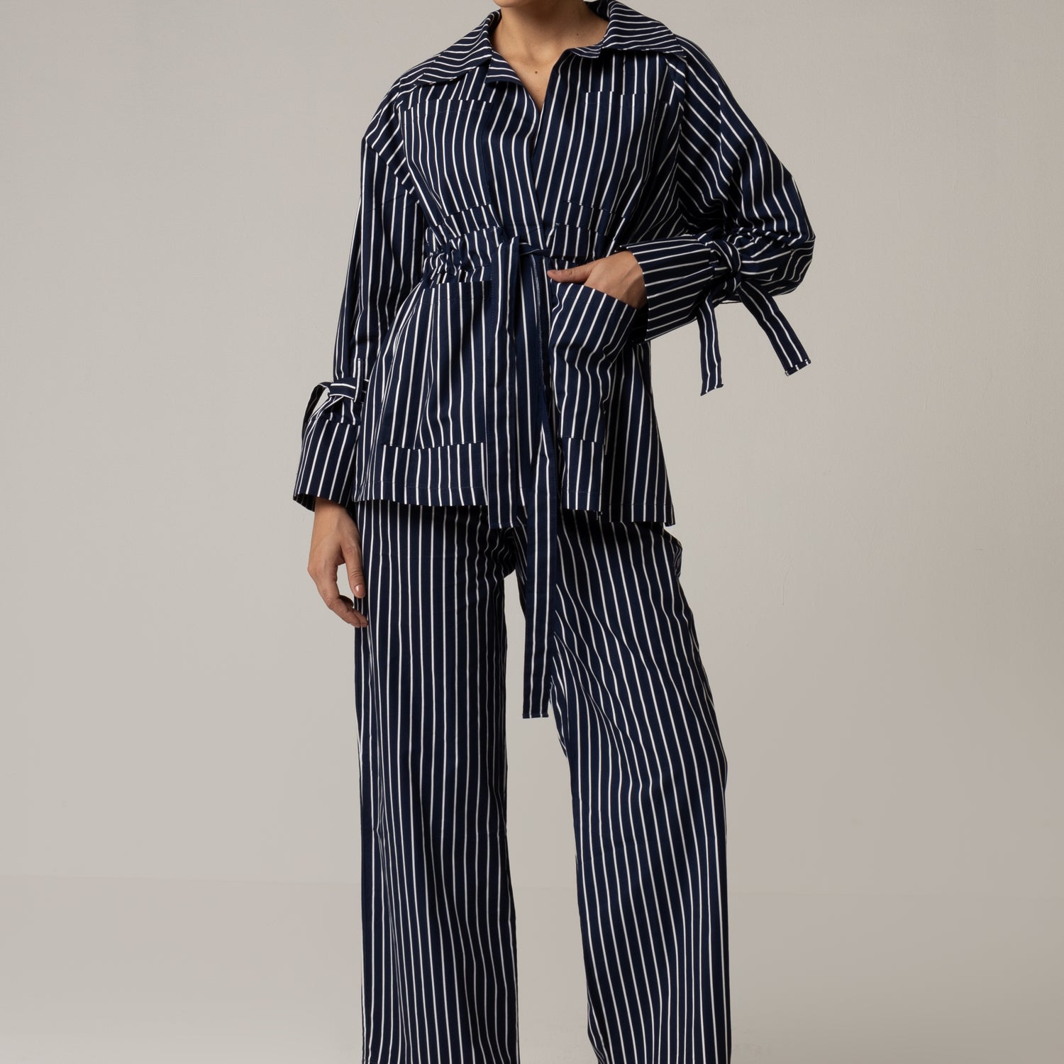 Striped Poplin Shirt & Pant Set