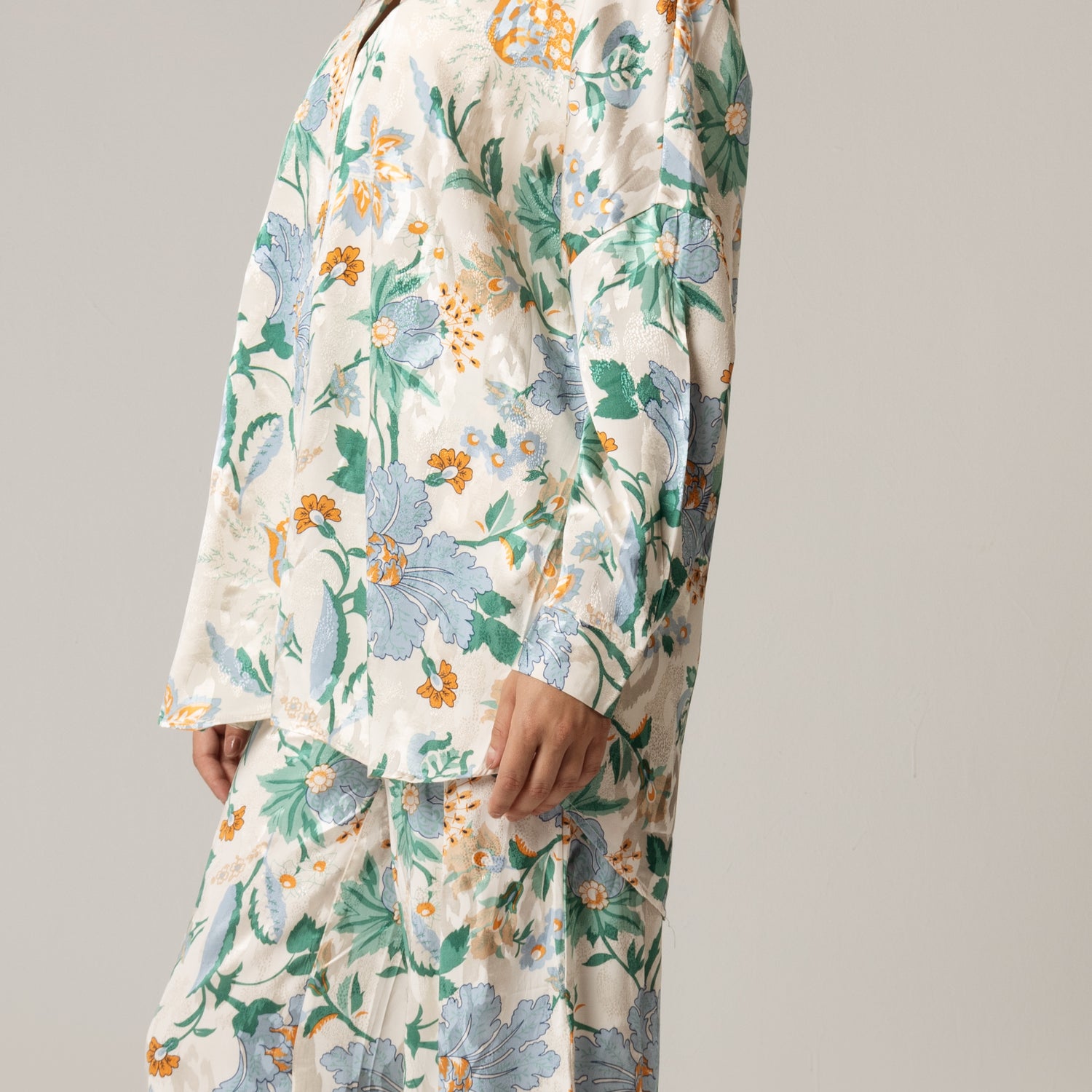 Blue and green printed co-ord Blouse