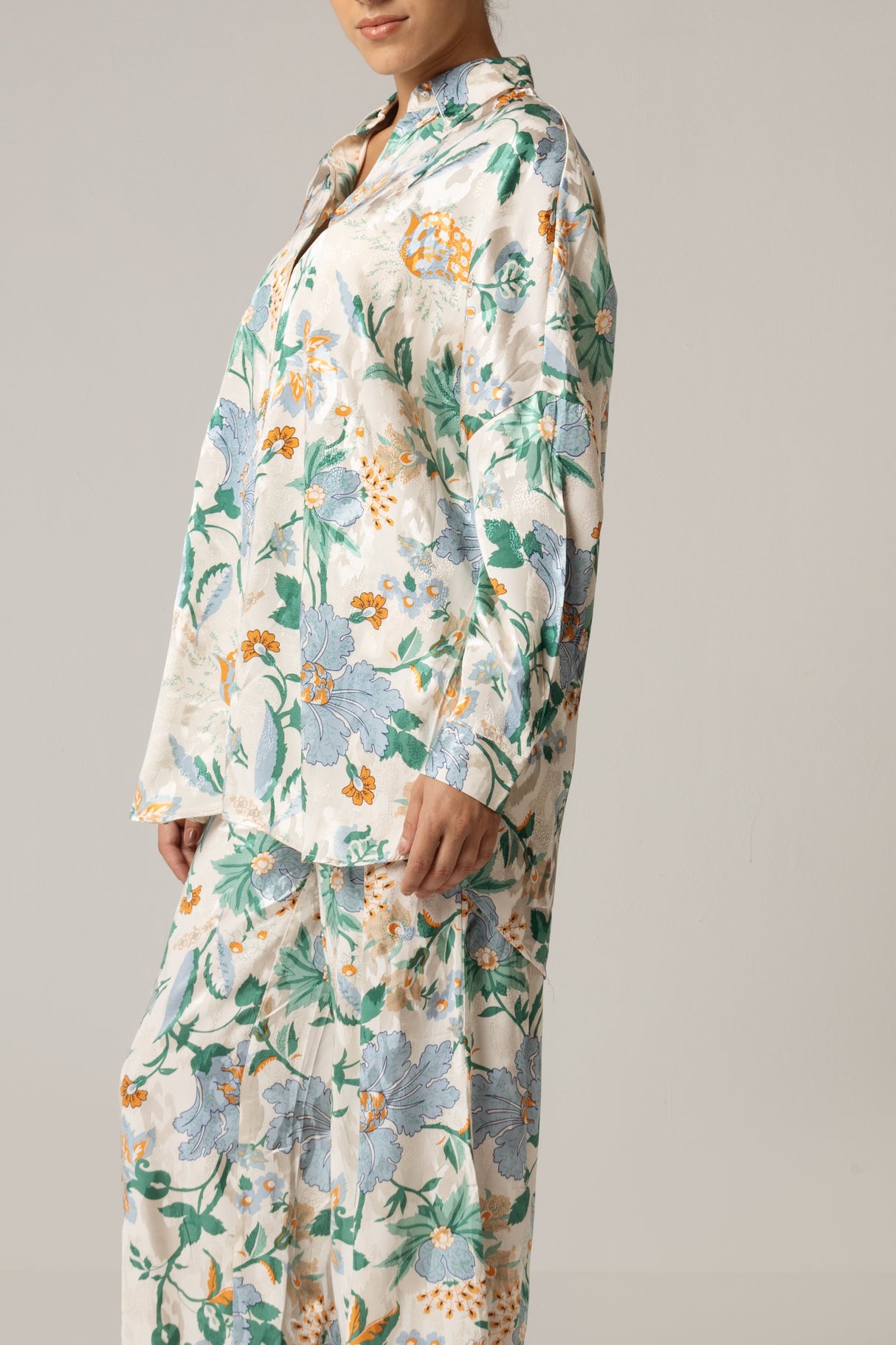 Blue and green printed co-ord Blouse