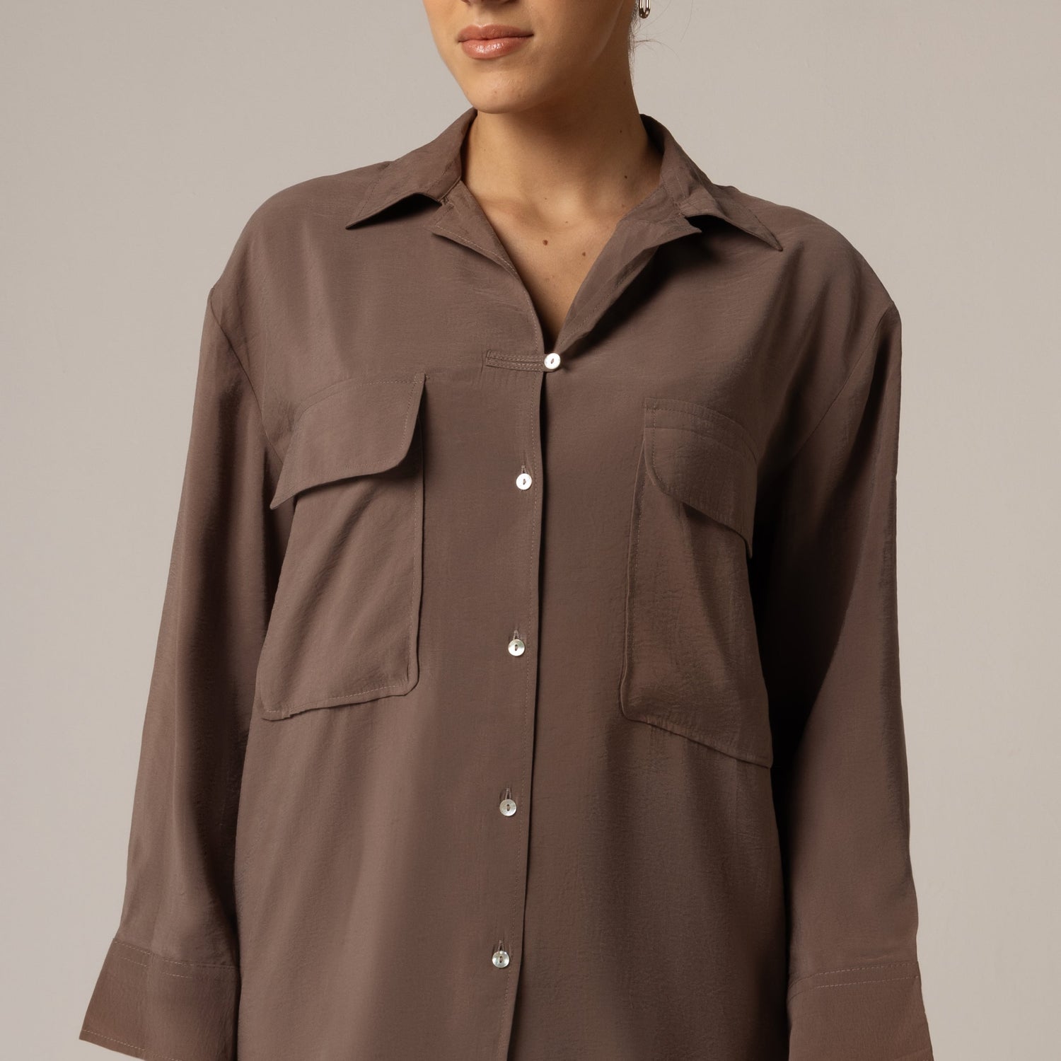 🎁 Utility Pocket Shirt - Brown (30% off)