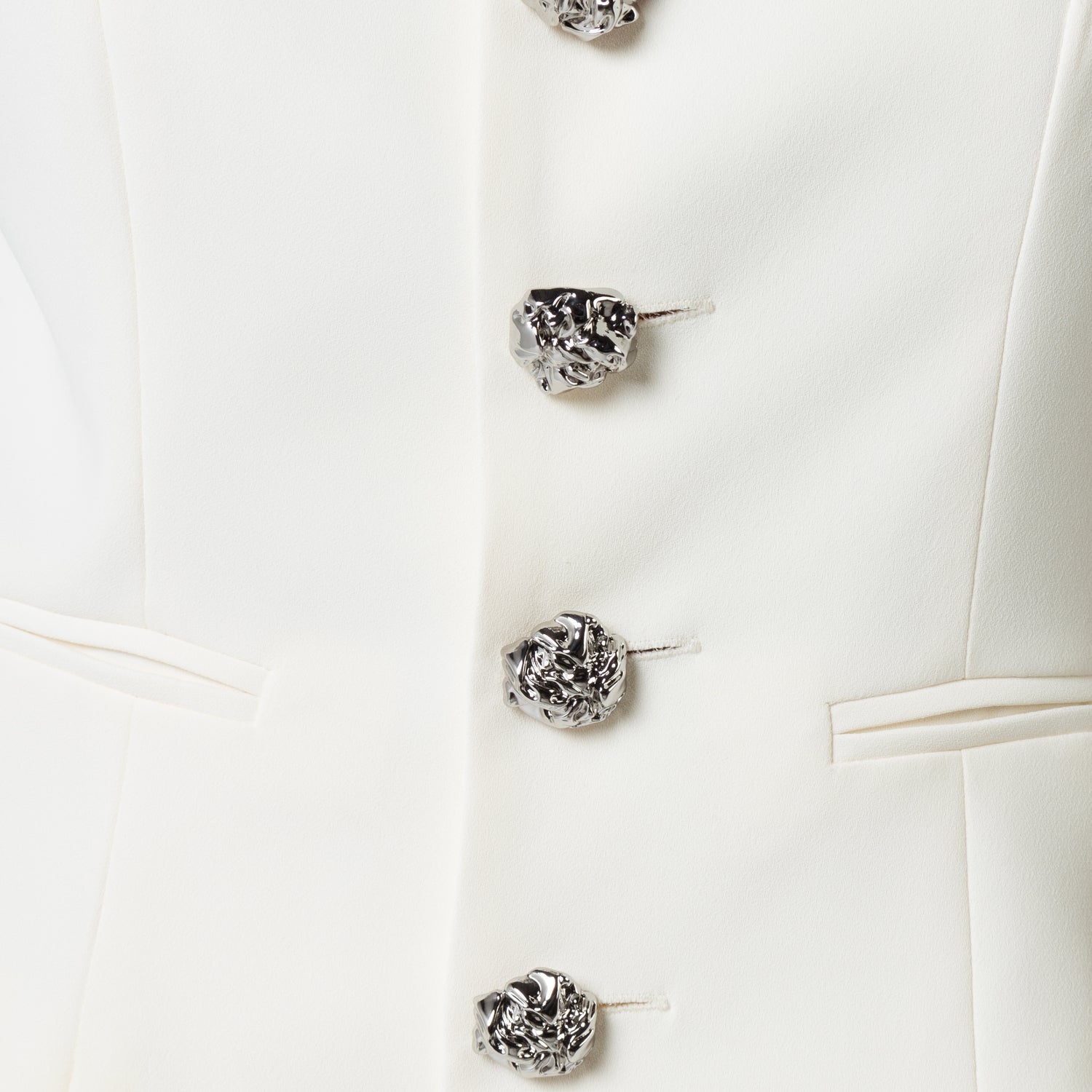 Crepe Co-ord Vest with Button Details in White