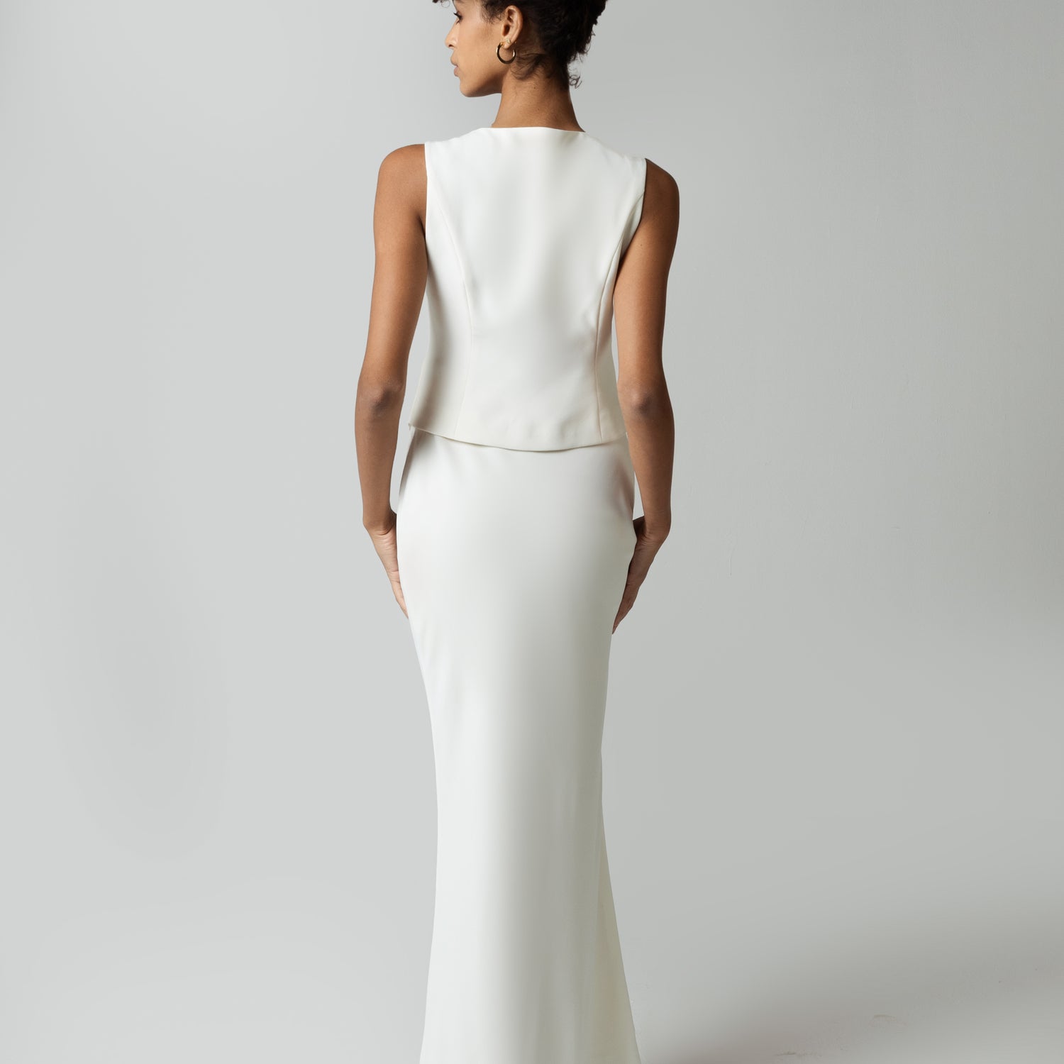 Crepe Co-ord Maxi Bias-Cut Maxi Skirt in White