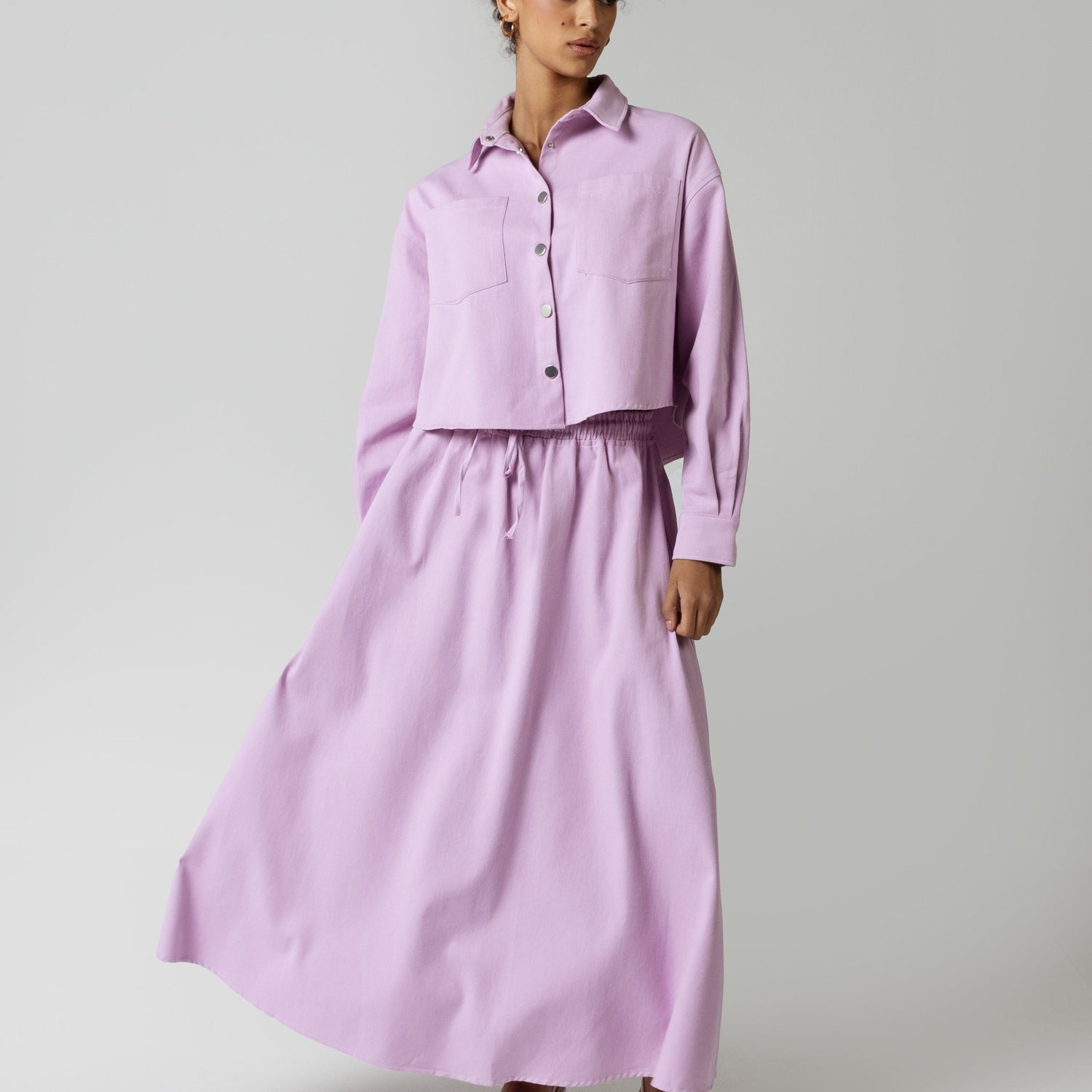 🎁 Twill Shirt & Skirt Set - Purple (30% off)