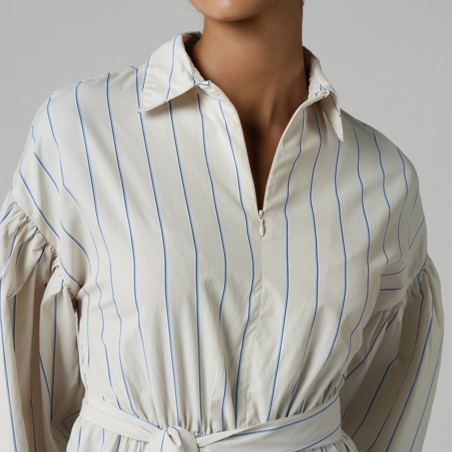 فستان نمط قميص سكري - مخطط