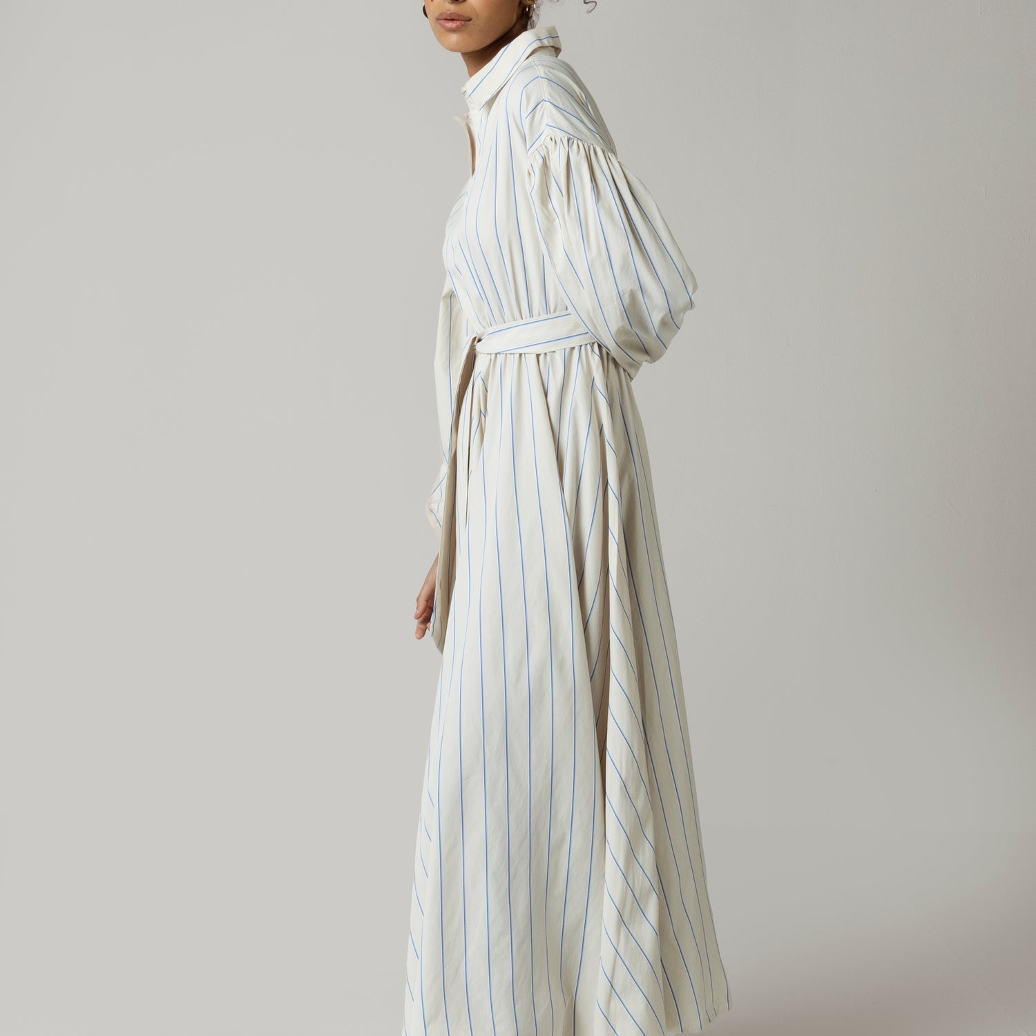 فستان نمط قميص سكري - مخطط