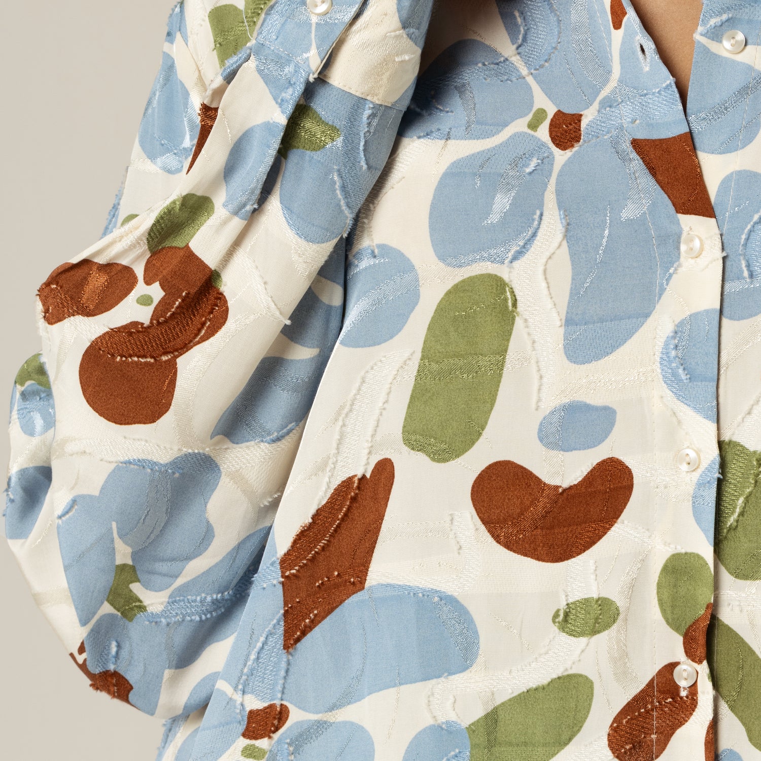 Blue and Brown Printed Co-ord Blouse