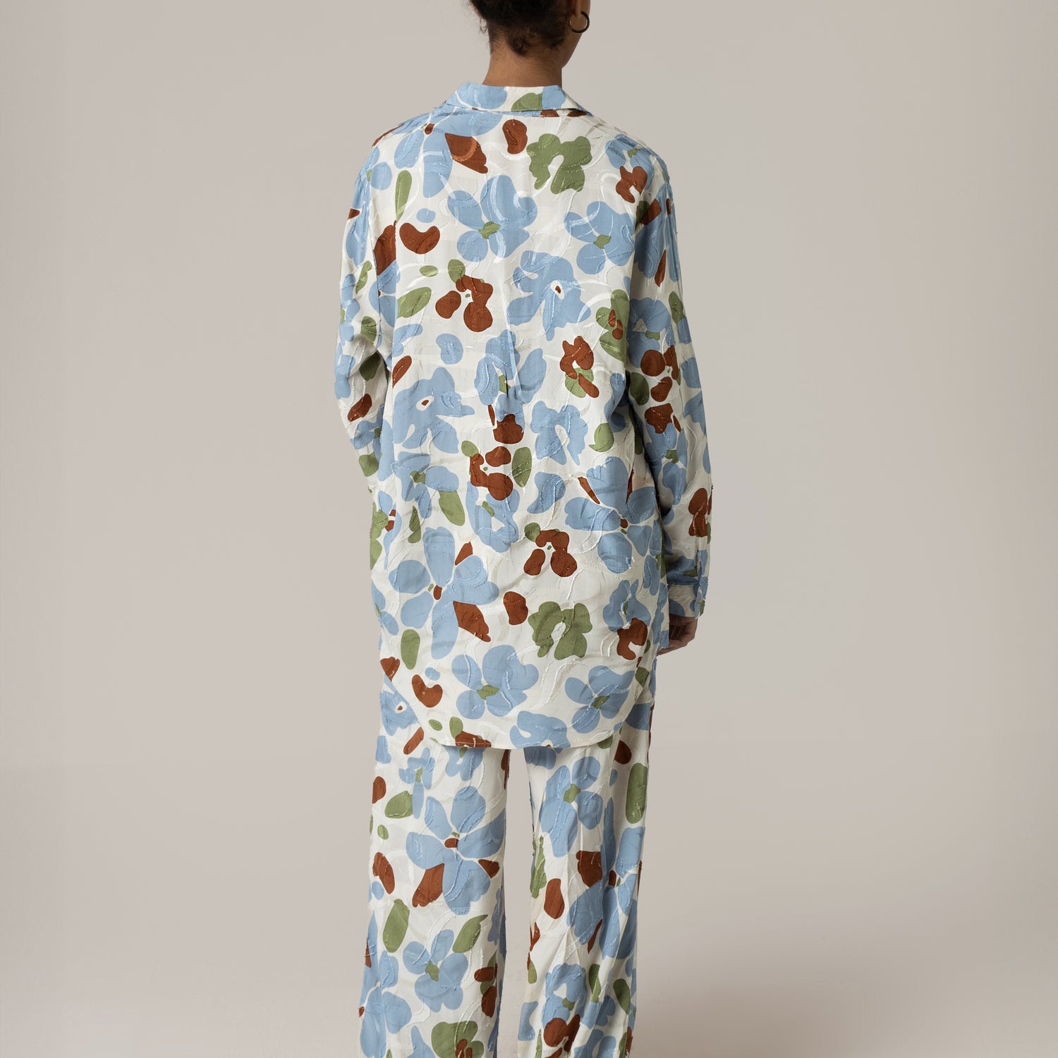 Blue and Brown Printed Co-ord Blouse