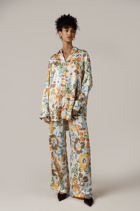 Brown and Orange Printed Co-ord Blouse