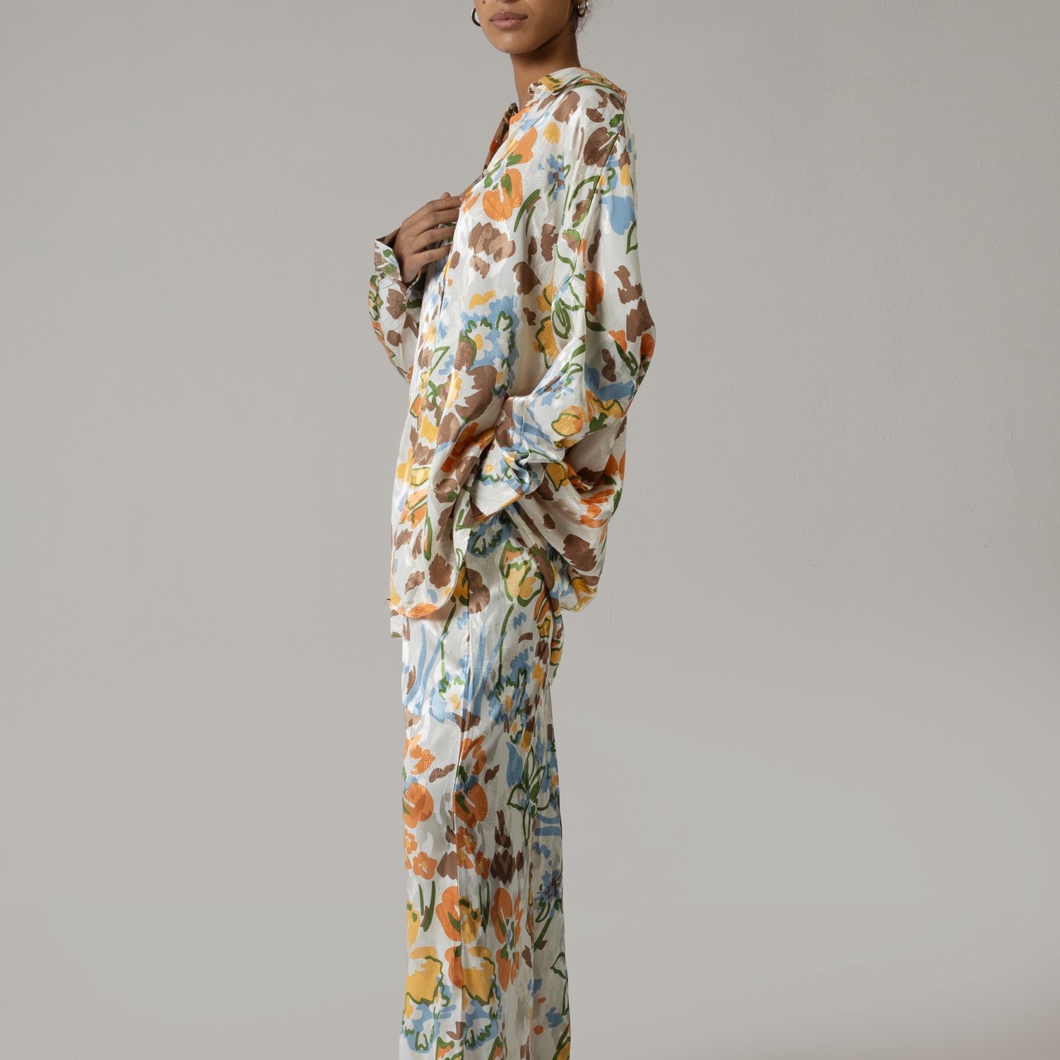 Brown and Orange Printed Co-ord Blouse