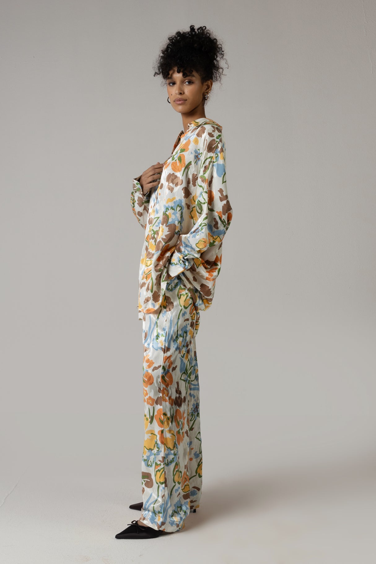 Brown and Orange Printed Co-ord Blouse