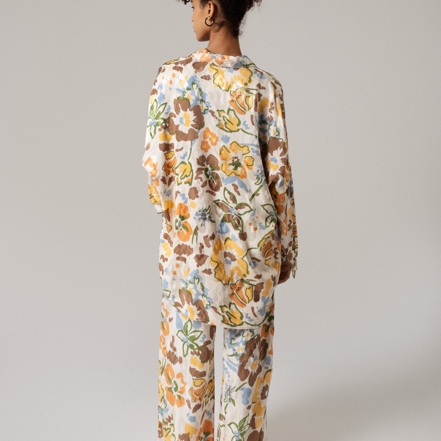 Brown and Orange Printed Co-ord Blouse