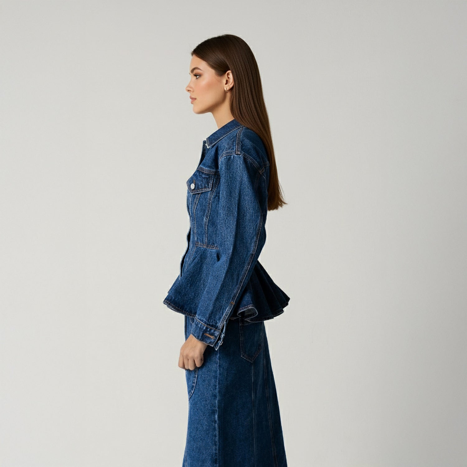 Button-Front A-Line Denim Co-ord Skirt