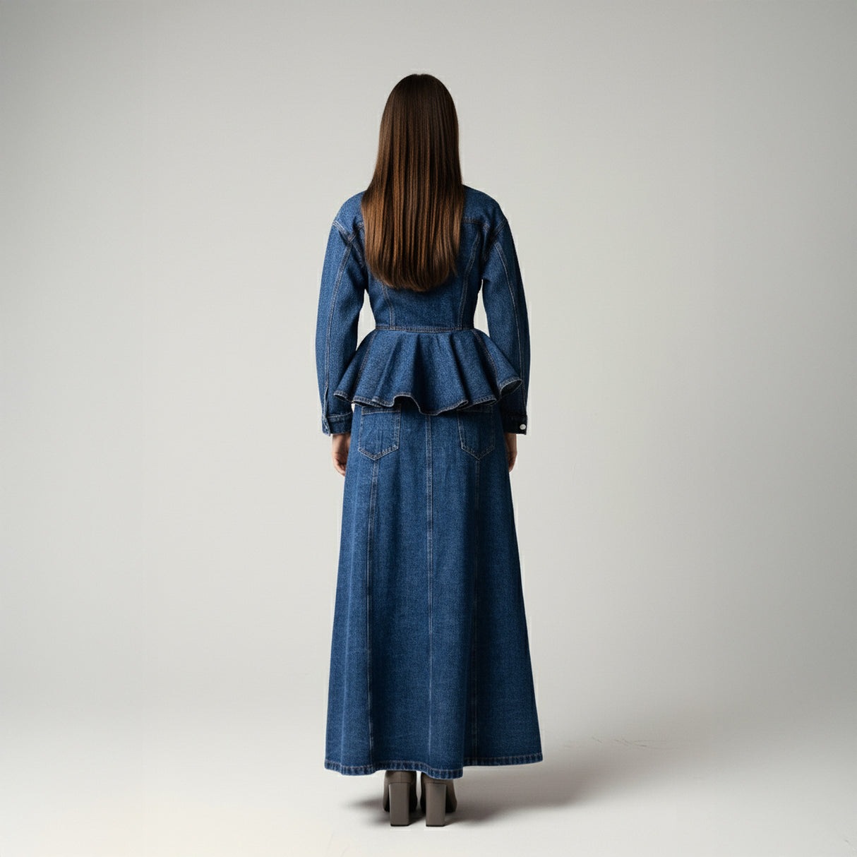 Button-Front A-Line Denim Co-ord Skirt