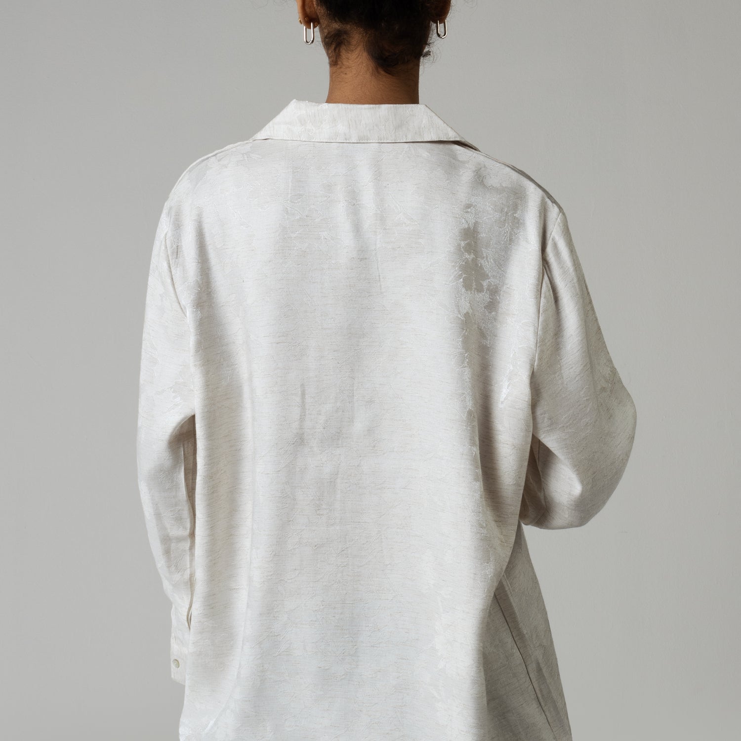 Jaquard Oversized Shirt with Shimmery Effect - White