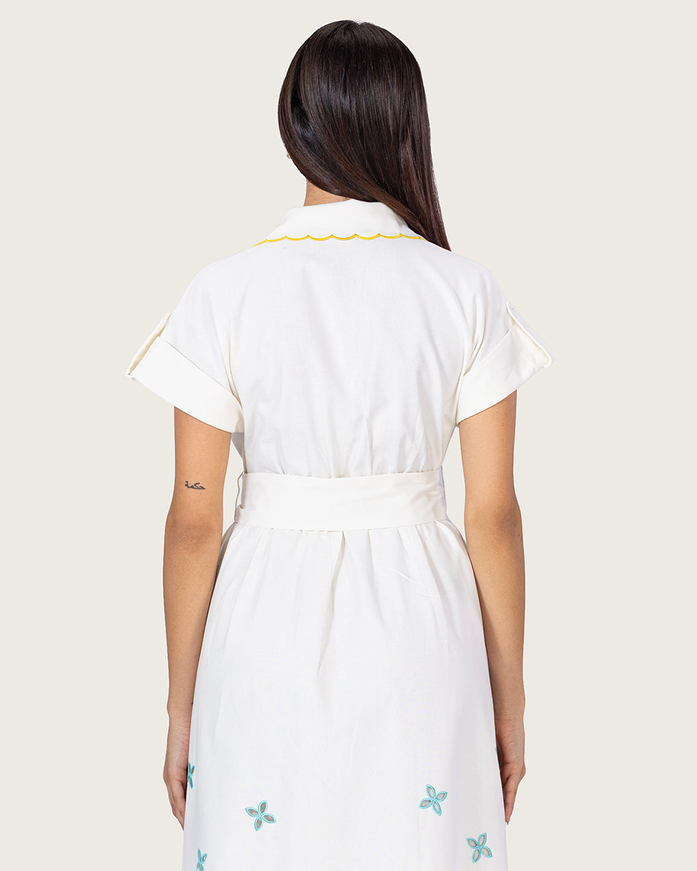 Ivory Bloom Linen Dress