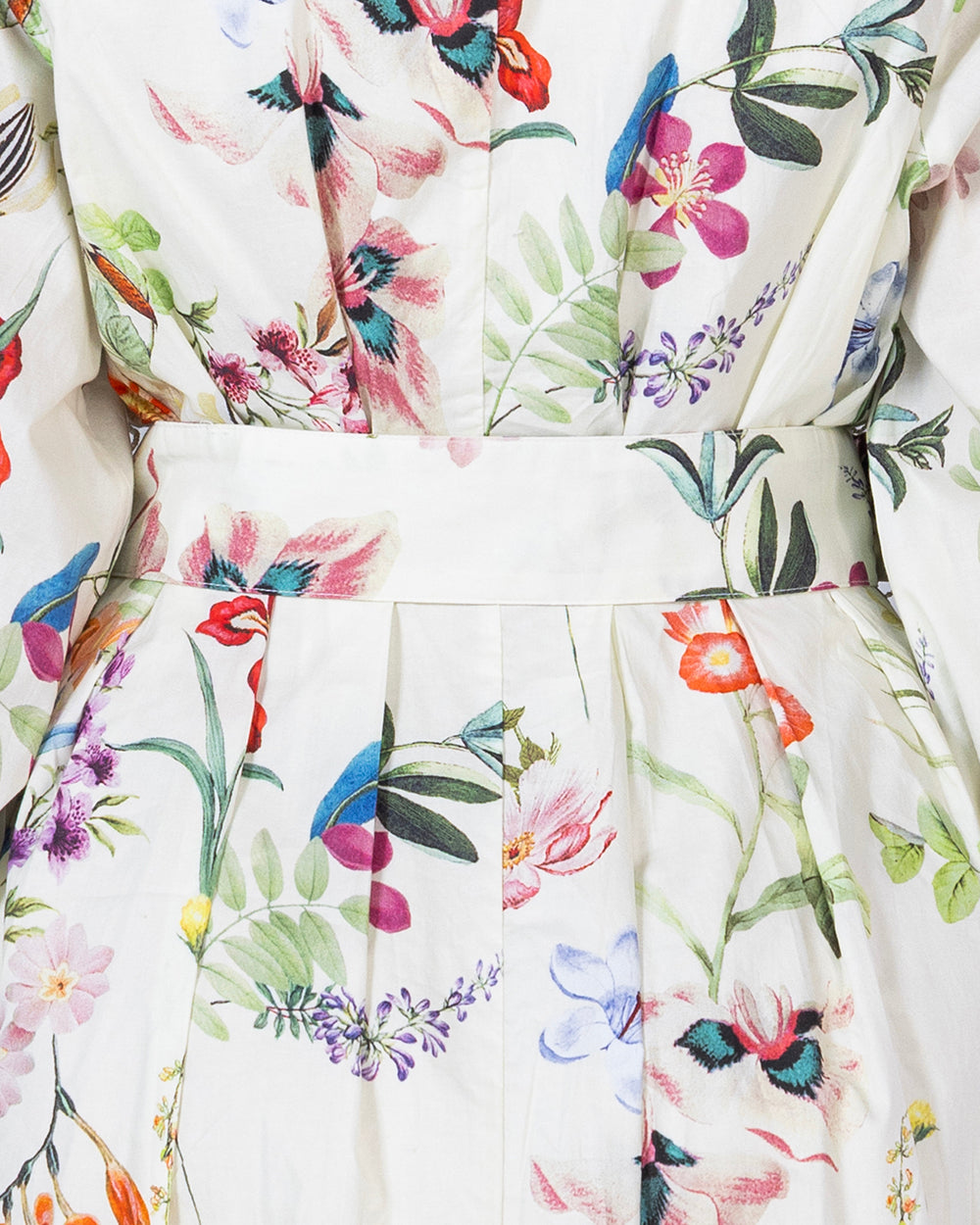 فستان قميص بوبلين مزهر مع حزام