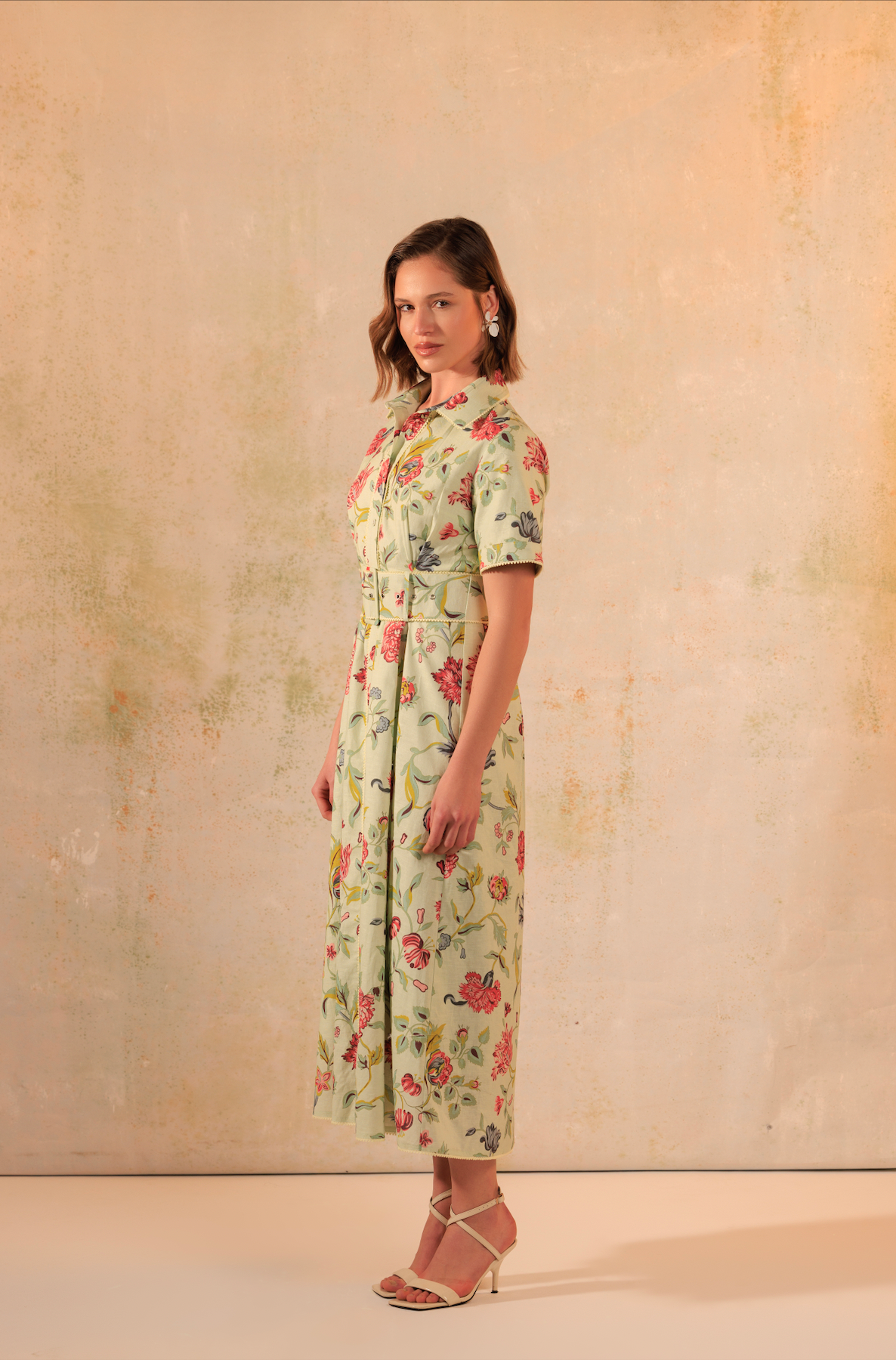 Floral Printed Garden Chic Linen Shirt Dress