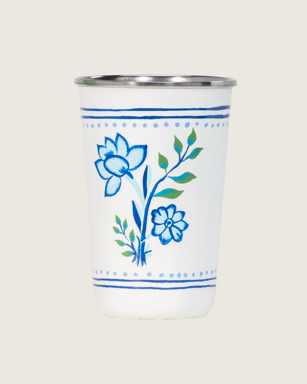 Hand-Painted Blue Meadow Tumbler 4 Piece Set