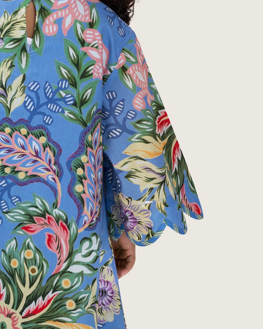 Girls Floral Blue Maxi Kaftan with Relaxed Silhouette