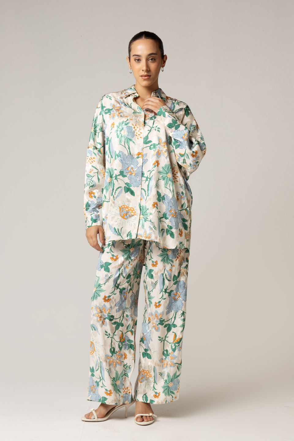 Blue and Green Printed Co-ord Pant - Noētic