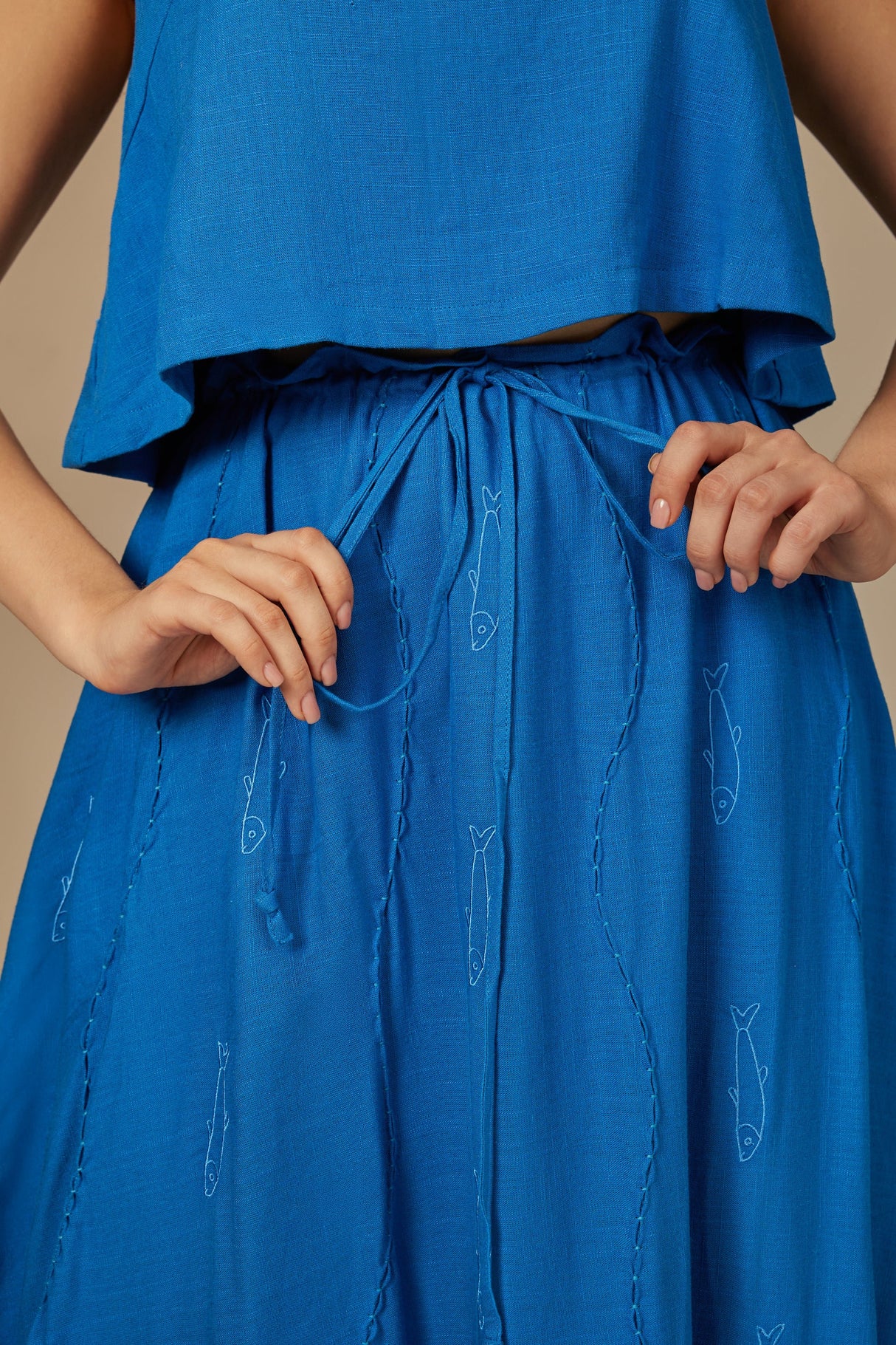 Blue Fish Embroidered Set - Noētic