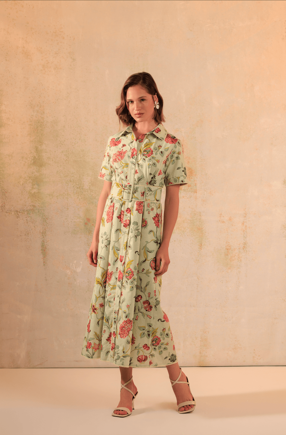 Floral Printed Garden Chic Linen Shirt Dress - Noētic
