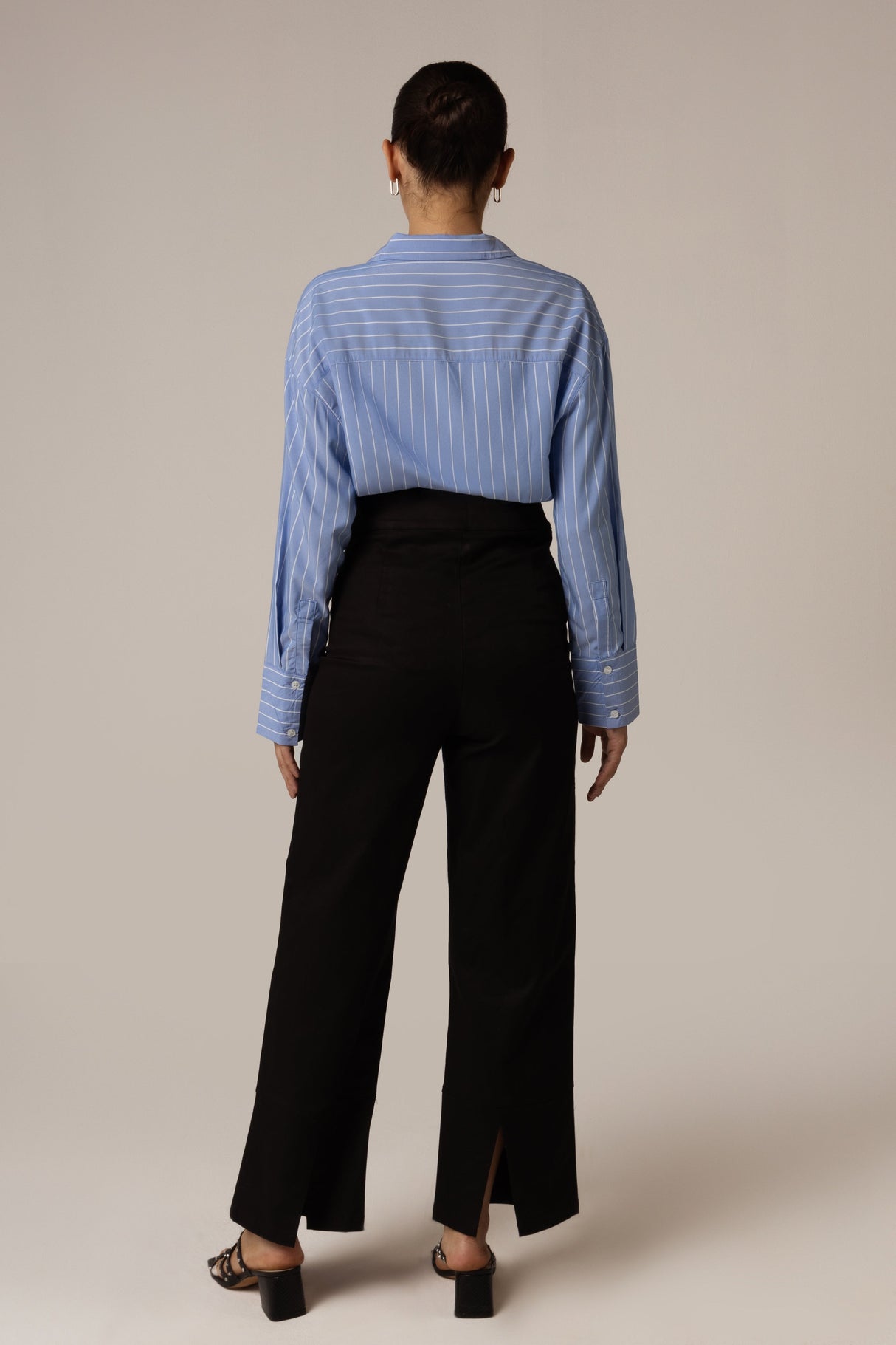 High Waisted Twill Black Pants - Noētic