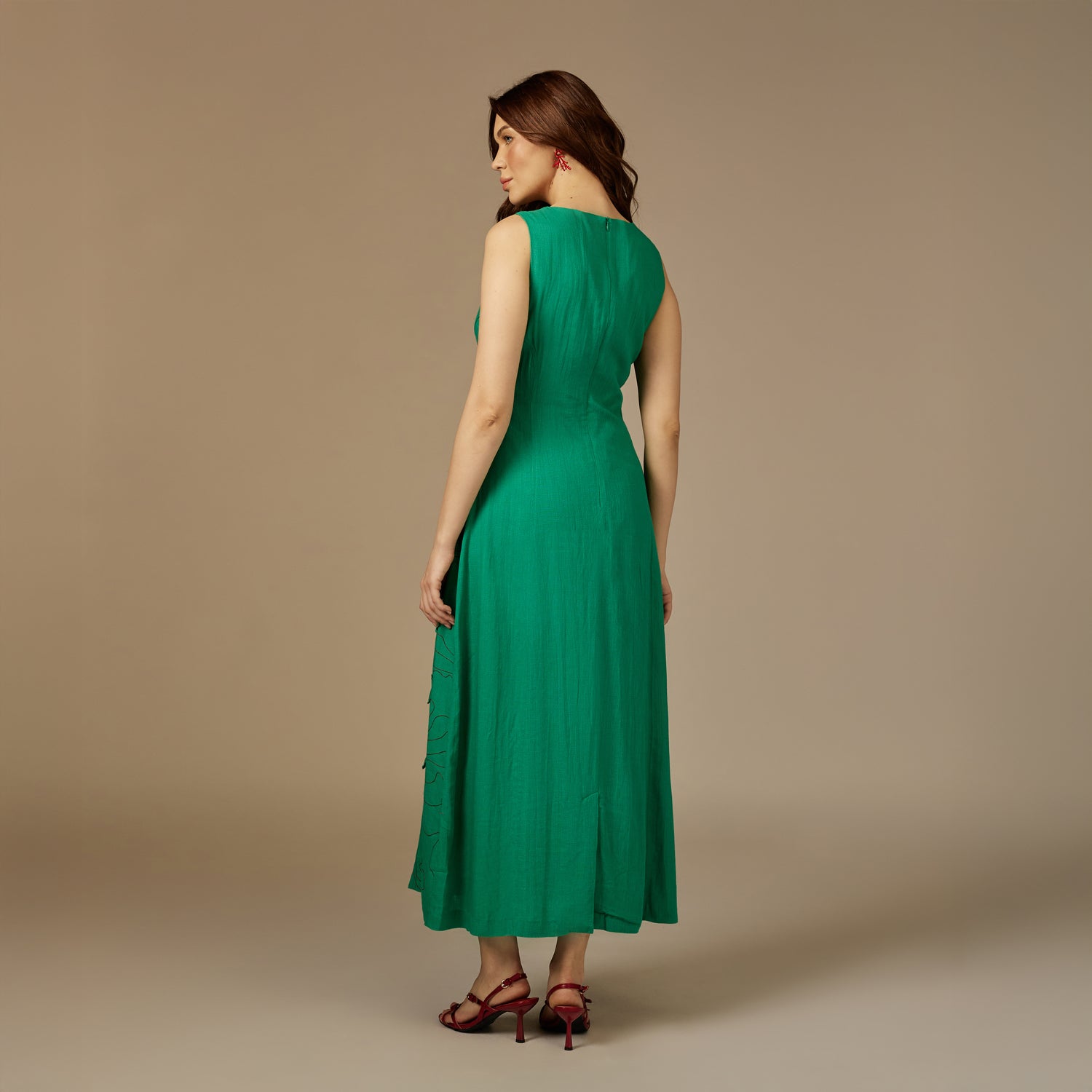 Fish Hand Appliqué Linen Dress