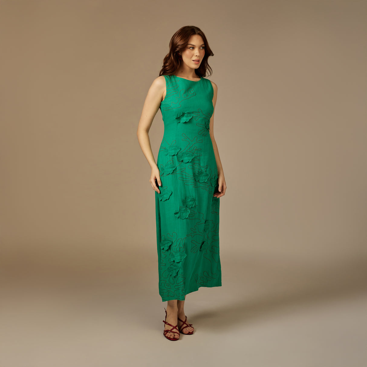 Fish Hand Appliqué Linen Dress