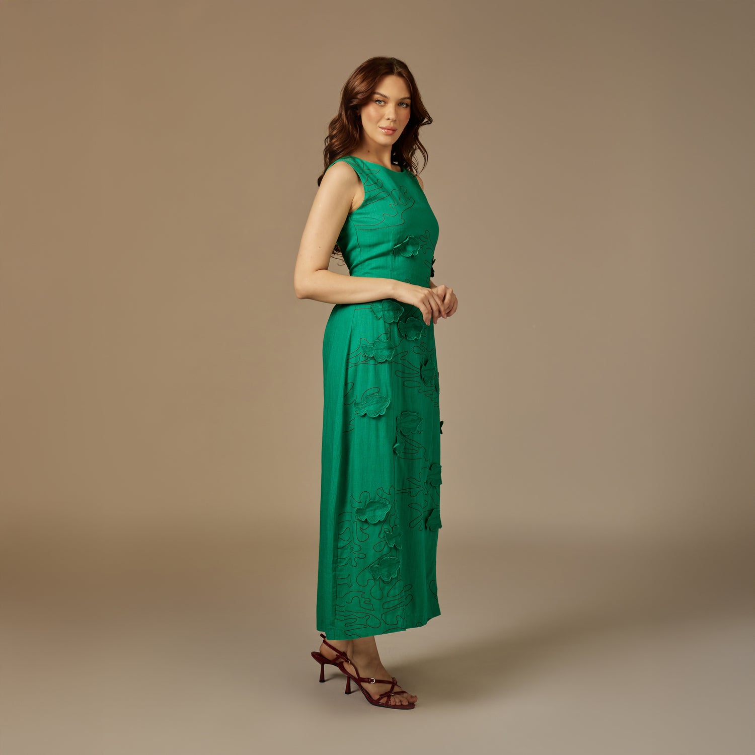 Fish Hand Appliqué Linen Dress