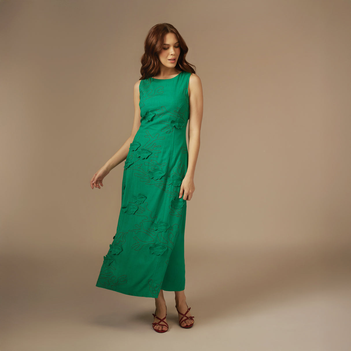 Fish Hand Appliqué Linen Dress