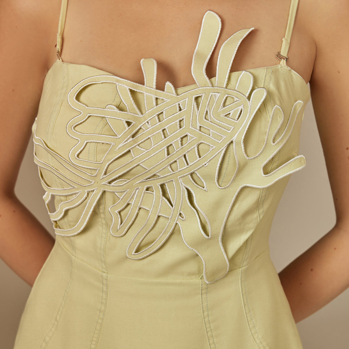 Lemon Yellow Reef Linen Dress