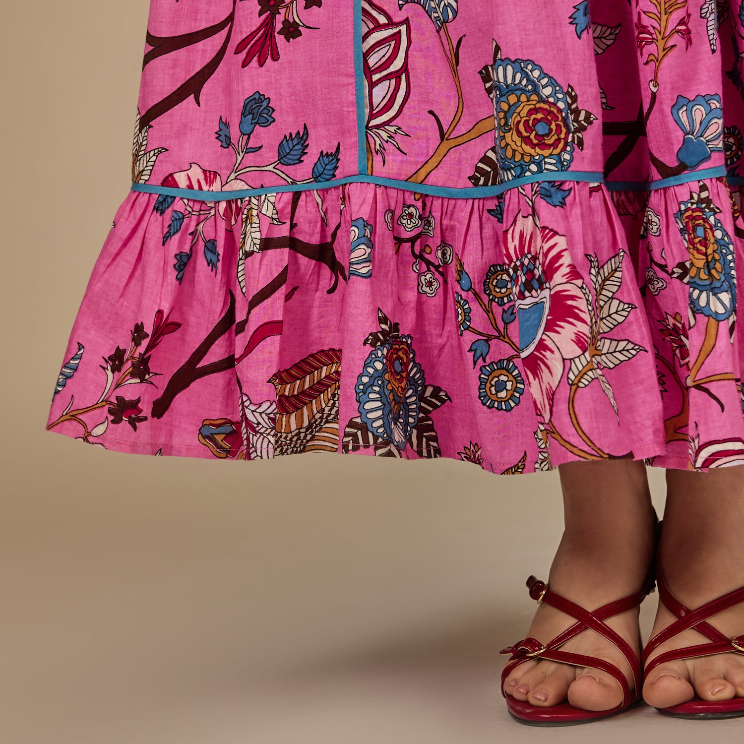 Pink Garden Cotton Maxi Dress