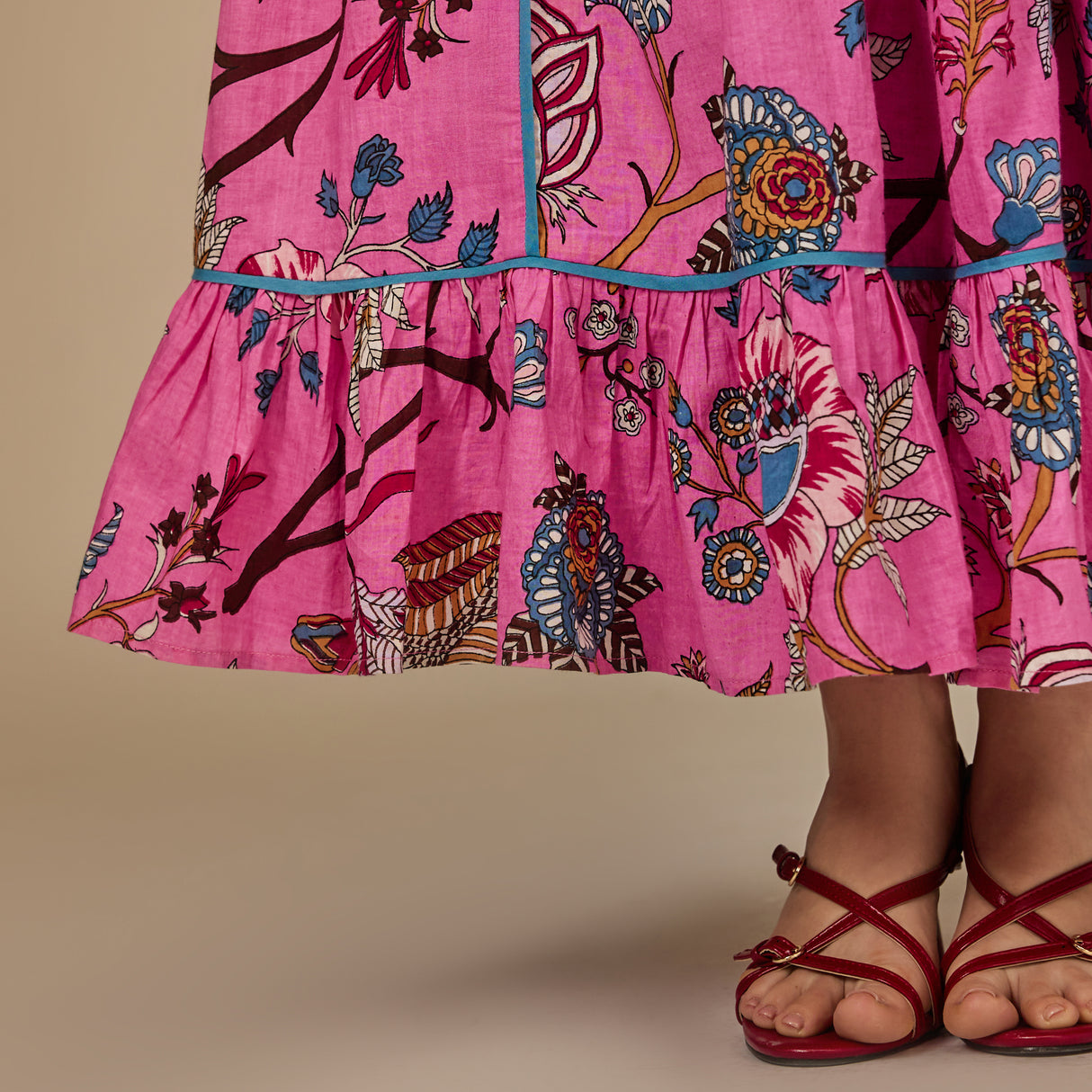 Pink Garden Cotton Maxi Dress