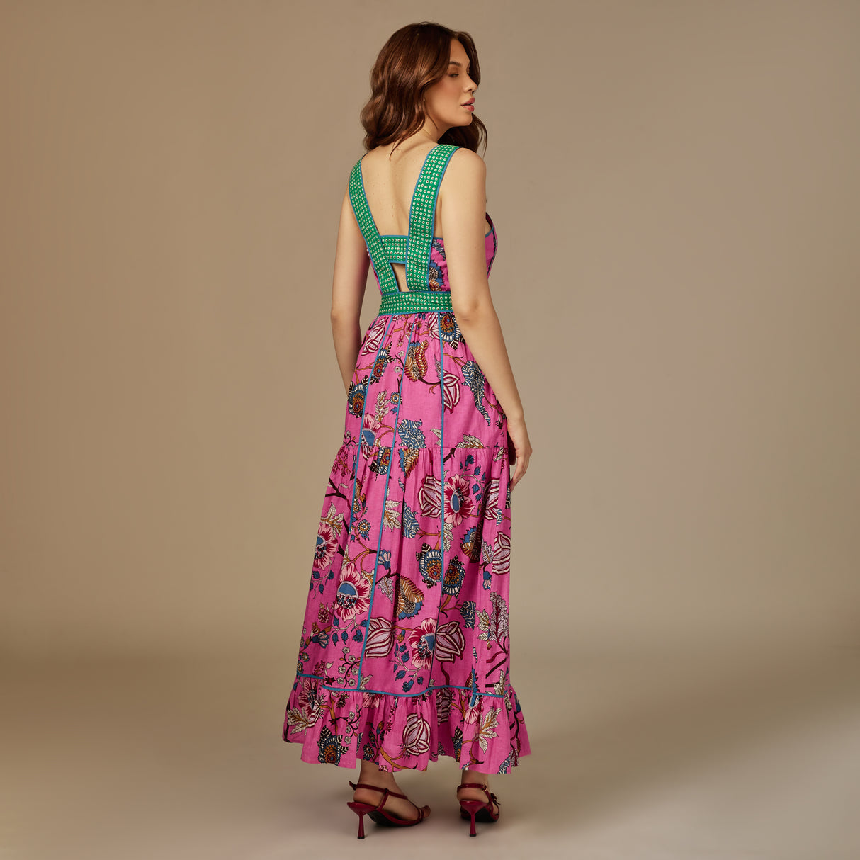 Pink Garden Cotton Maxi Dress