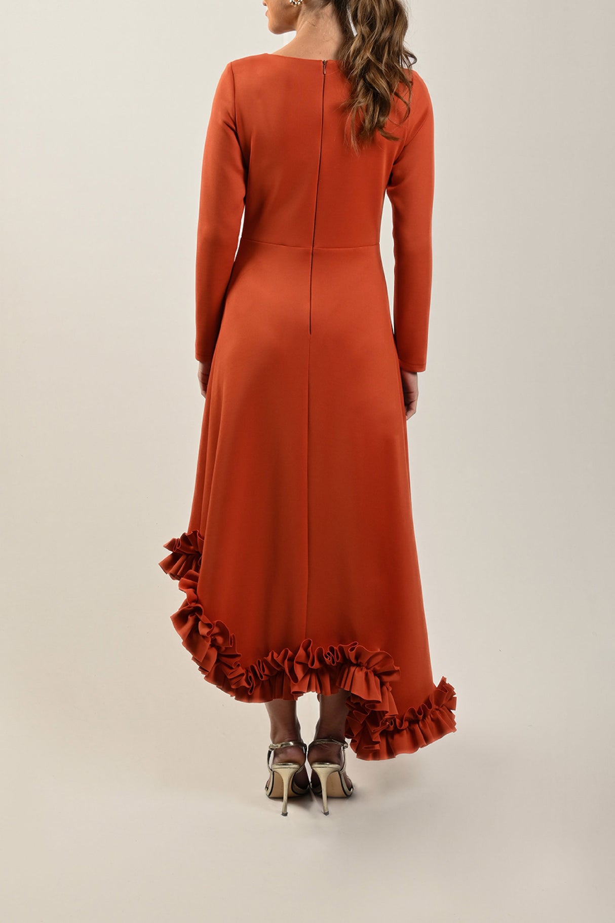 Orange Ruffled Hem Dress - Noētic